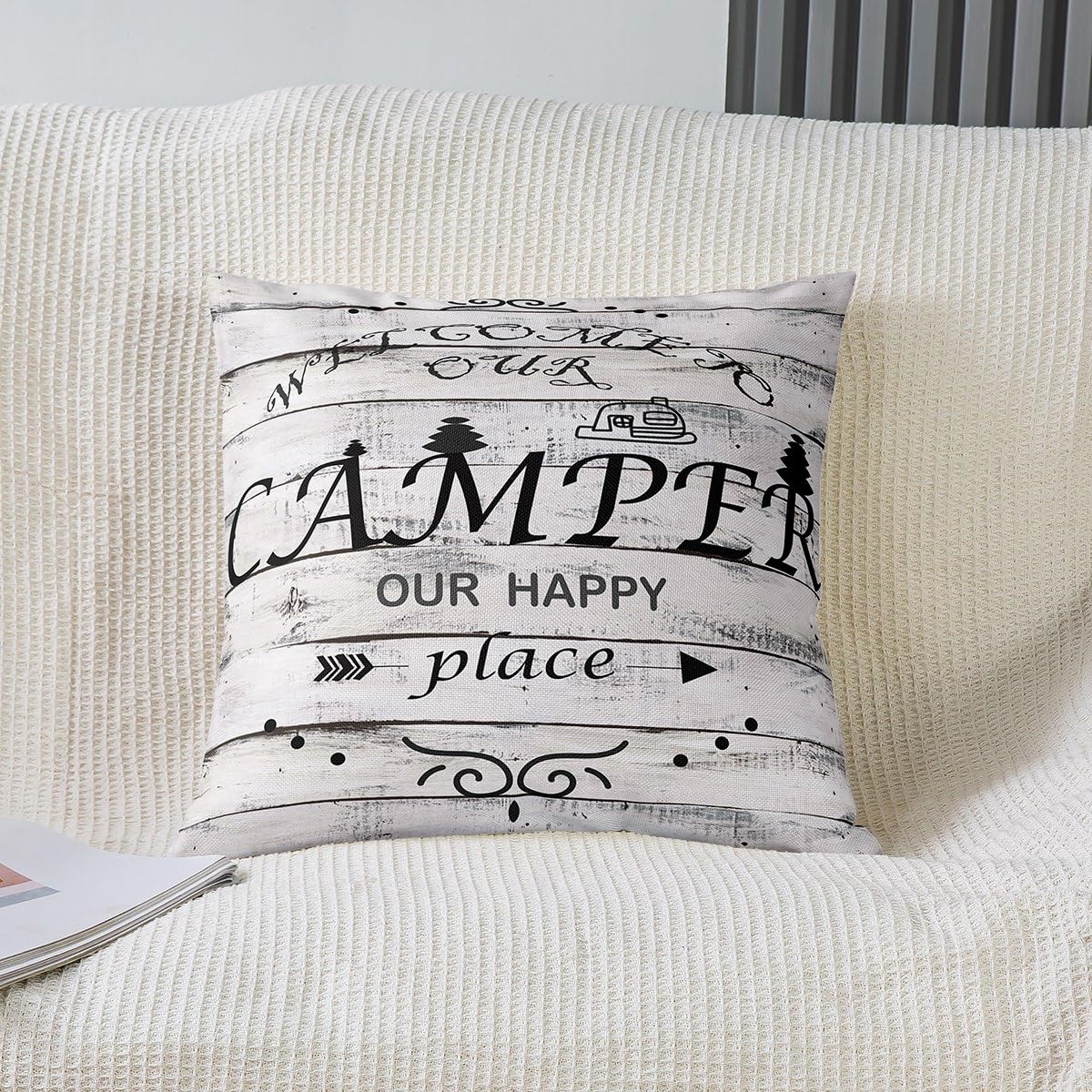 Set di 4 federe decorative per divano, 45 x 45 cm, morbide federe per cuscini da campeggio e camper, accessori per roulotte da viaggio, decorazioni per la stanza