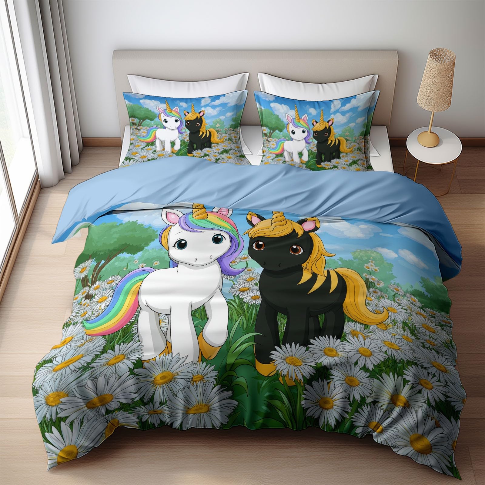 Housse de couette 240 x 260 cm anti-plis et parure de lit imprimée pour sommeil profond