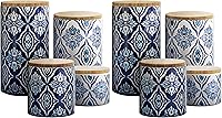 Vista 5 de American Atelier Juego de recipientes Arabesque de cerámica, azul, 4 piezas