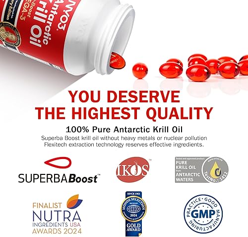 Miniatura 4 de NYO3 Aceite de krill Omega 3 Suplemento 1000mg 270 cápsulas blandas EPA y DHA, aceite de krill antártico puro con astaxantina y 56% de fosfolípidos