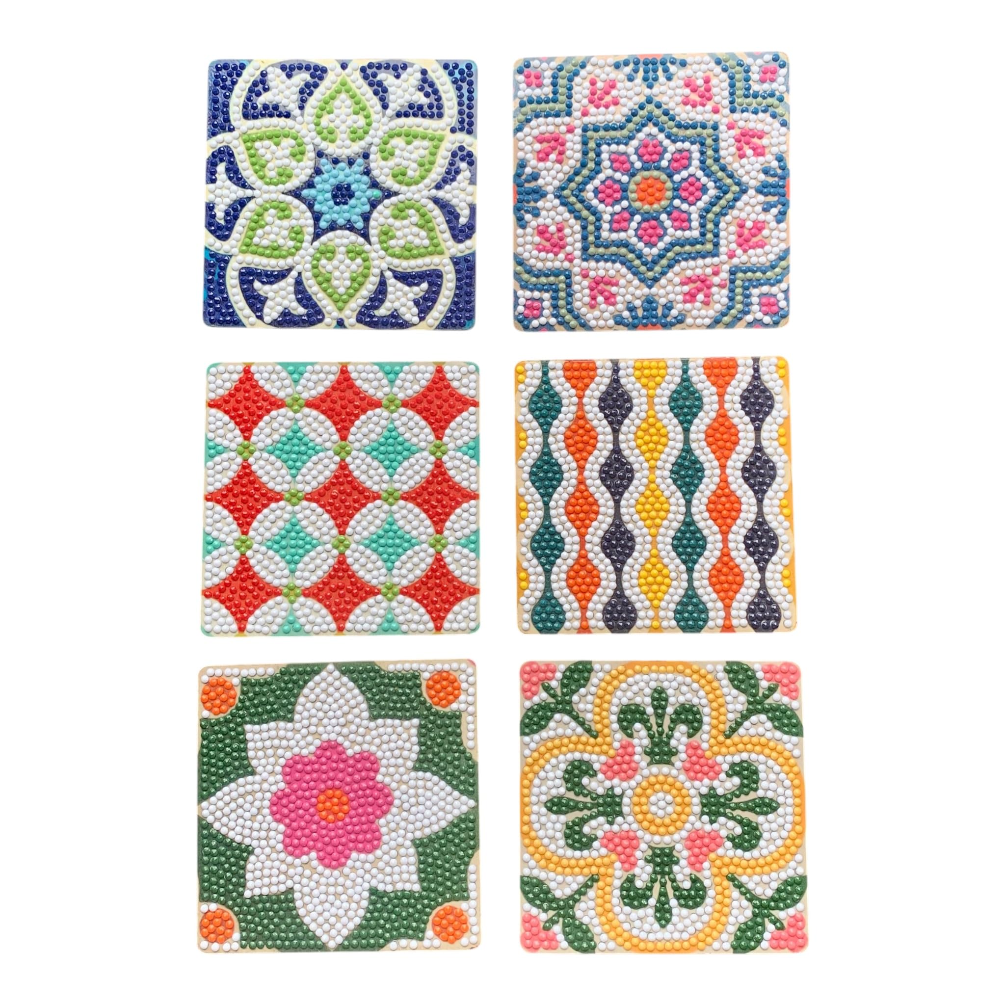CRAFTMATE Diamond Painting Coasters Kit | 6 Pieces Holiday Villa Mandala Diamond Art Coasters with Holder for Beginners, 4 inch-image-41