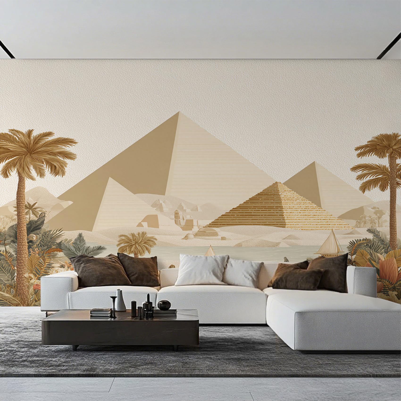 Générique Papier Peint Pyramide Papier Peint Panoramique égypte Paysage égyptien Ancien Papiers Peints Intissé Fresque Murale, Decoration Chambre Salon, 310 x 250 cm 3I&XA