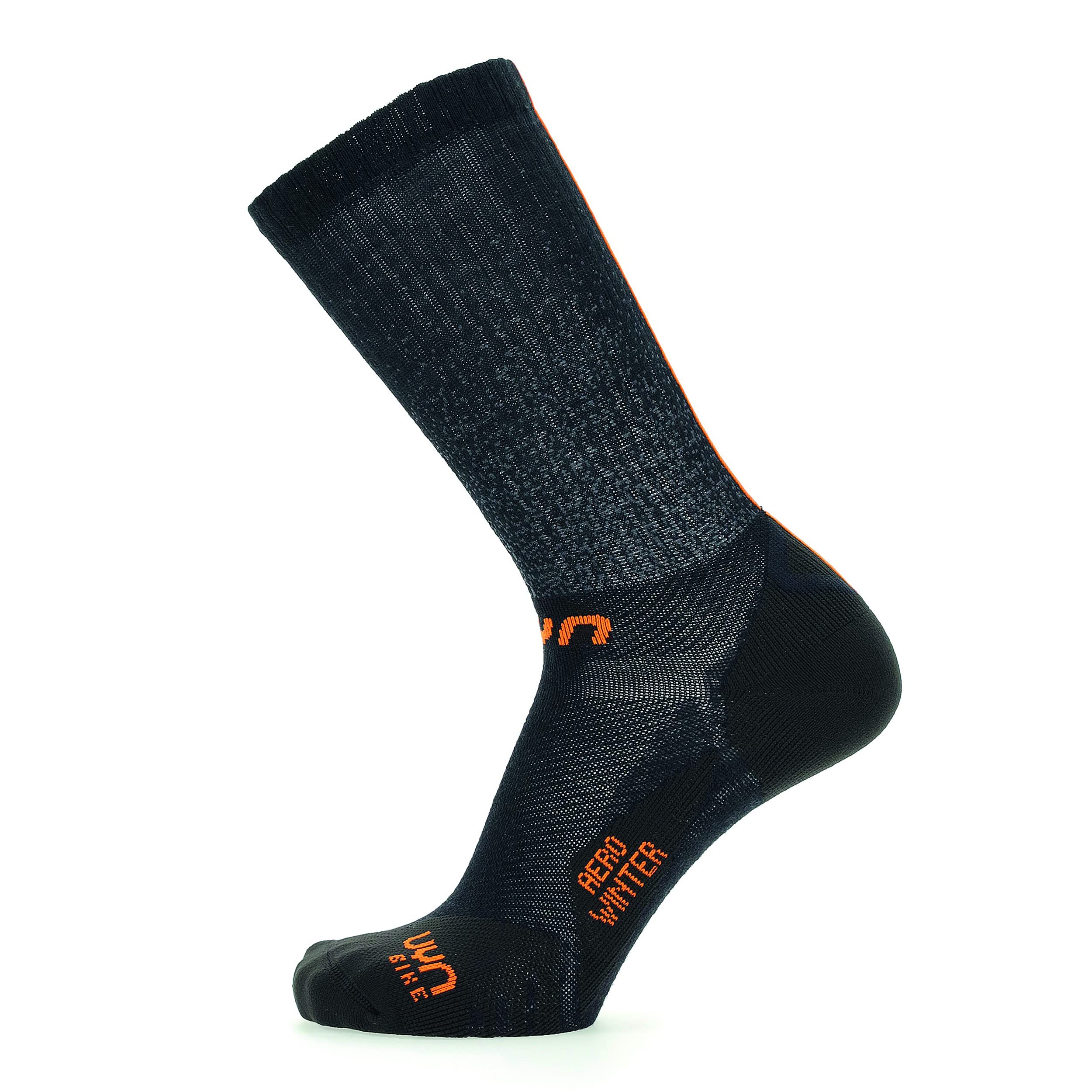 UYN S100243 CYCLING AERO WINTER Socks Men's Black/Orange 47