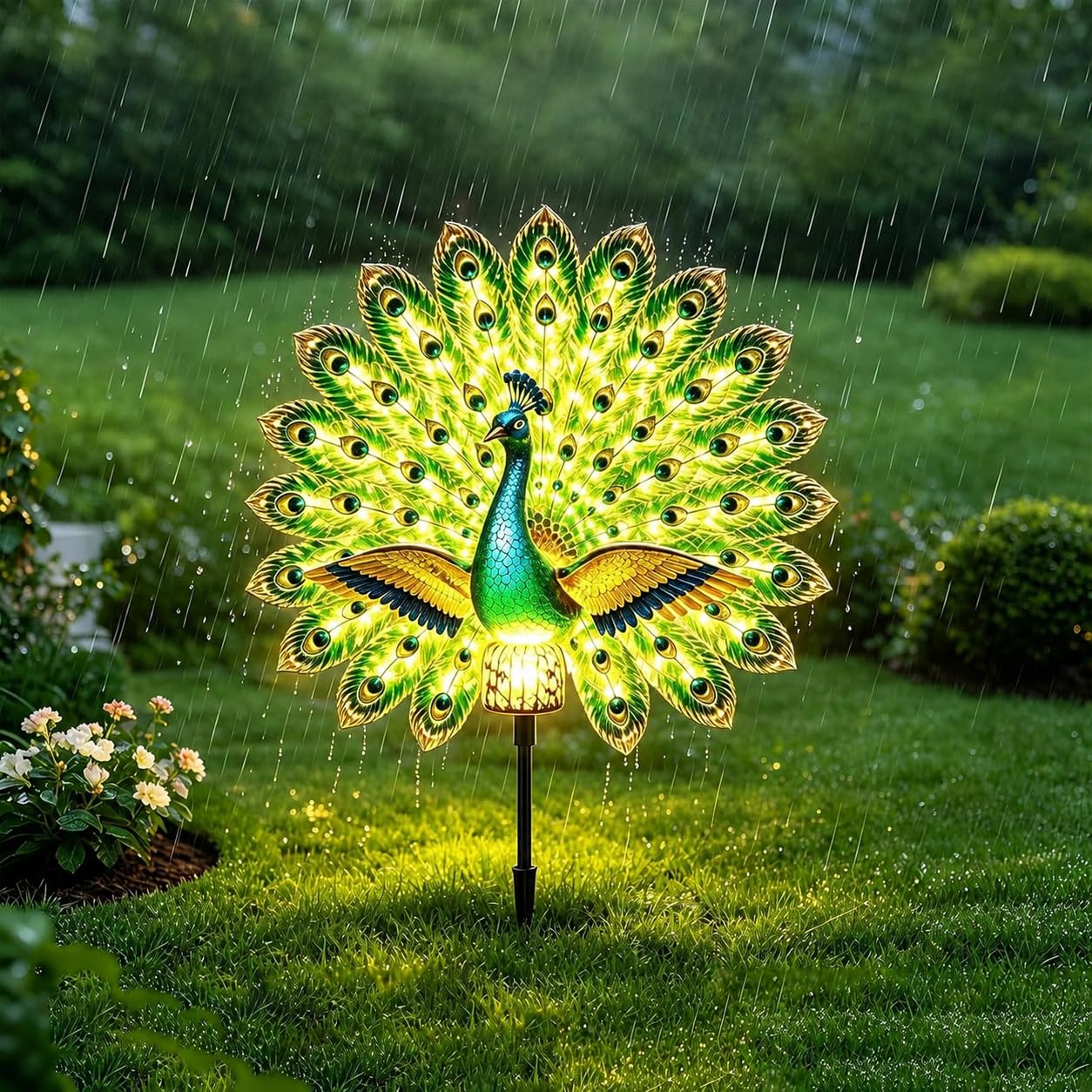 Solar LED Peacock Garden Sculpture, Colourful Peacock LED Solar Powered Garden Statues, For Yard Patio Lawn Landscape Decor, Waterproof, Ideal Villa Walkway Lawn Accent, Premium Holiday Decor Gift
