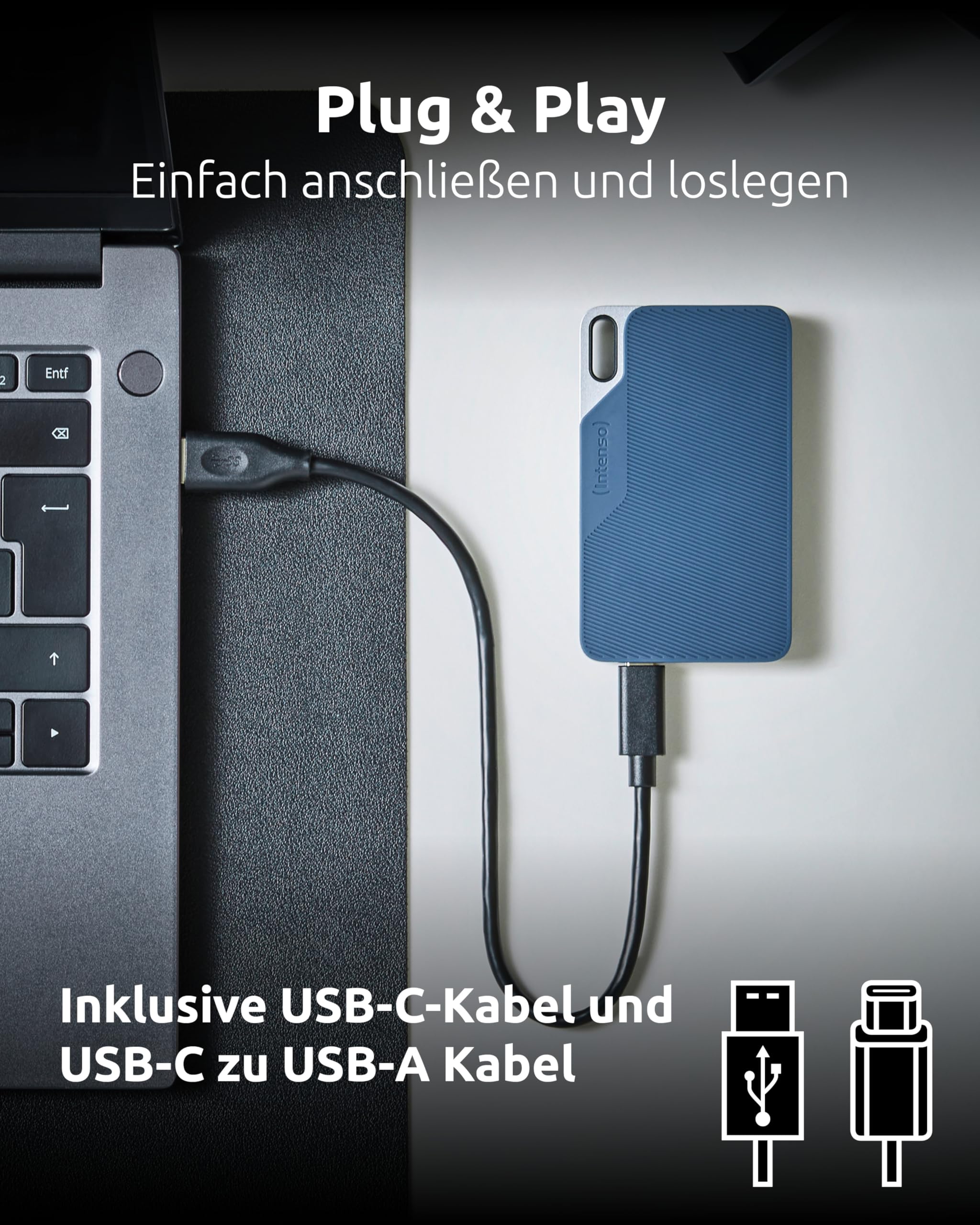 Intenso TX100 2 TB externe SSD-Festplatte blau, grau büroplus