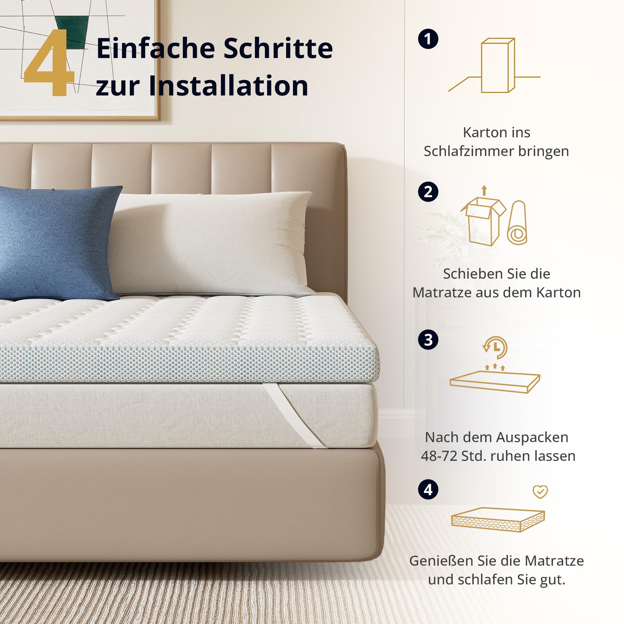 EGO HOME Topper para colchones de 120 x 200, 7 cm de Altura con Espuma viscoelástica de Corte de 7 Zonas, Certificado Öko-Tex, 120 x 200 cm, para Cama con somier, colchones y sofá Cama