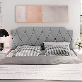 Cabeceira Box Estofada Painel Quarto Queen Suspensa Almofadada (Cinza)
