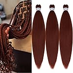 UPruyo Ginger 350 Braiding Hair Pre Stretched Kanekalo Prestretched Braiding Hair 26 Inch Brown Copper Auburn Braiding Hair Extensions for Box Braids
