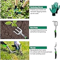 Vista 9 de MENOLY Rodillero y asiento de jardín, taburete plegable con almohadilla para rodillas, banco con 6 herramientas de jardín, bolsas de herramientas