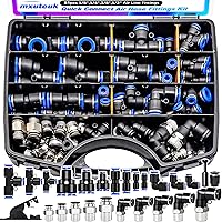 mxuteuk 81PCS Quick Connect Air Hose Fittings Kit - 1/8" 1/4" 3/8" 1/2" Push-to-Connect Pneumatic Fittings for Air Lines & Tools