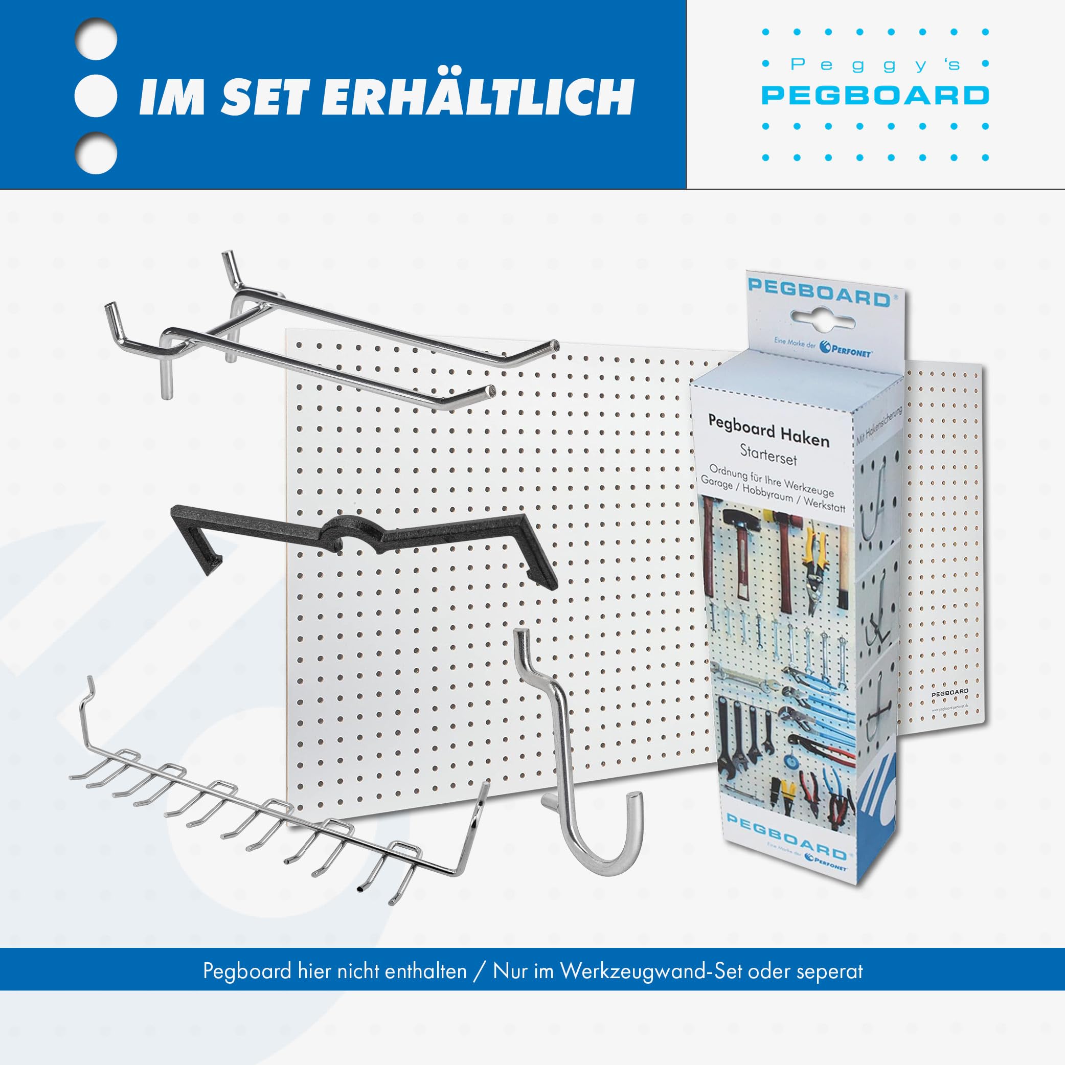 Pegboard Assortiment de 67 crochets muraux perforés pour mur d'outils dans le garage, l'atelier, la cave, l'abri de jardin, la salle de gym ou la cuisine