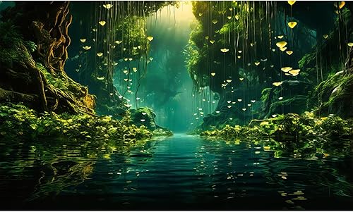 CaterRina Jungles Aquarium Background Dense Rainforest Tranquil Lake Terrarium B