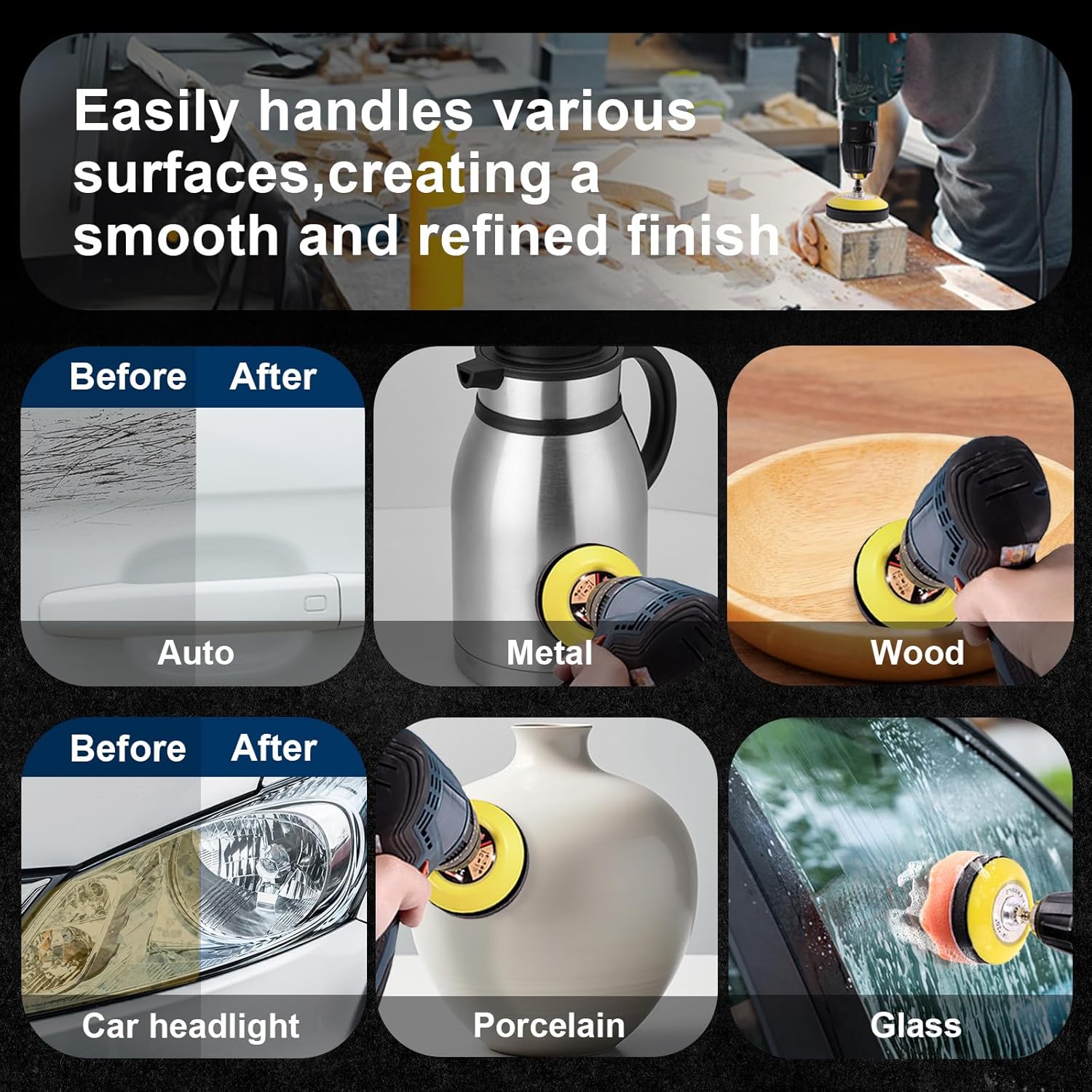 131 Pieces 3 Inch Sanding Discs, GOH DODD Headlight Restoration Kit Hook and Loop Sanding Pads 60 to 10000 Grit Wet Dry Sandpaper with 1/8 1/4” Shank, Backer, Polishing Pads and Interface Pad