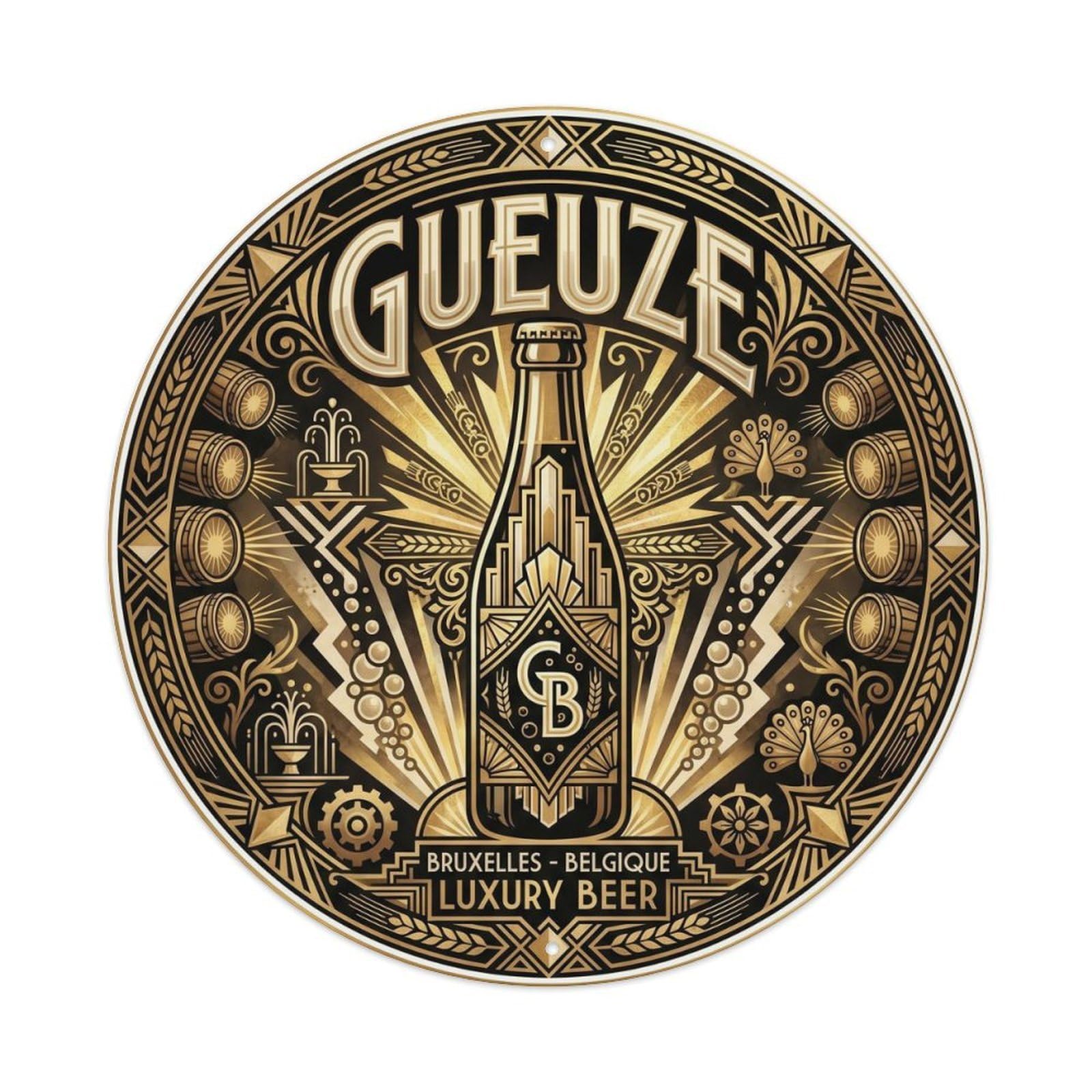 Gueuze Sour Beer Lambic Barrel Brew Craft Malt Roast Metal Tin Sign