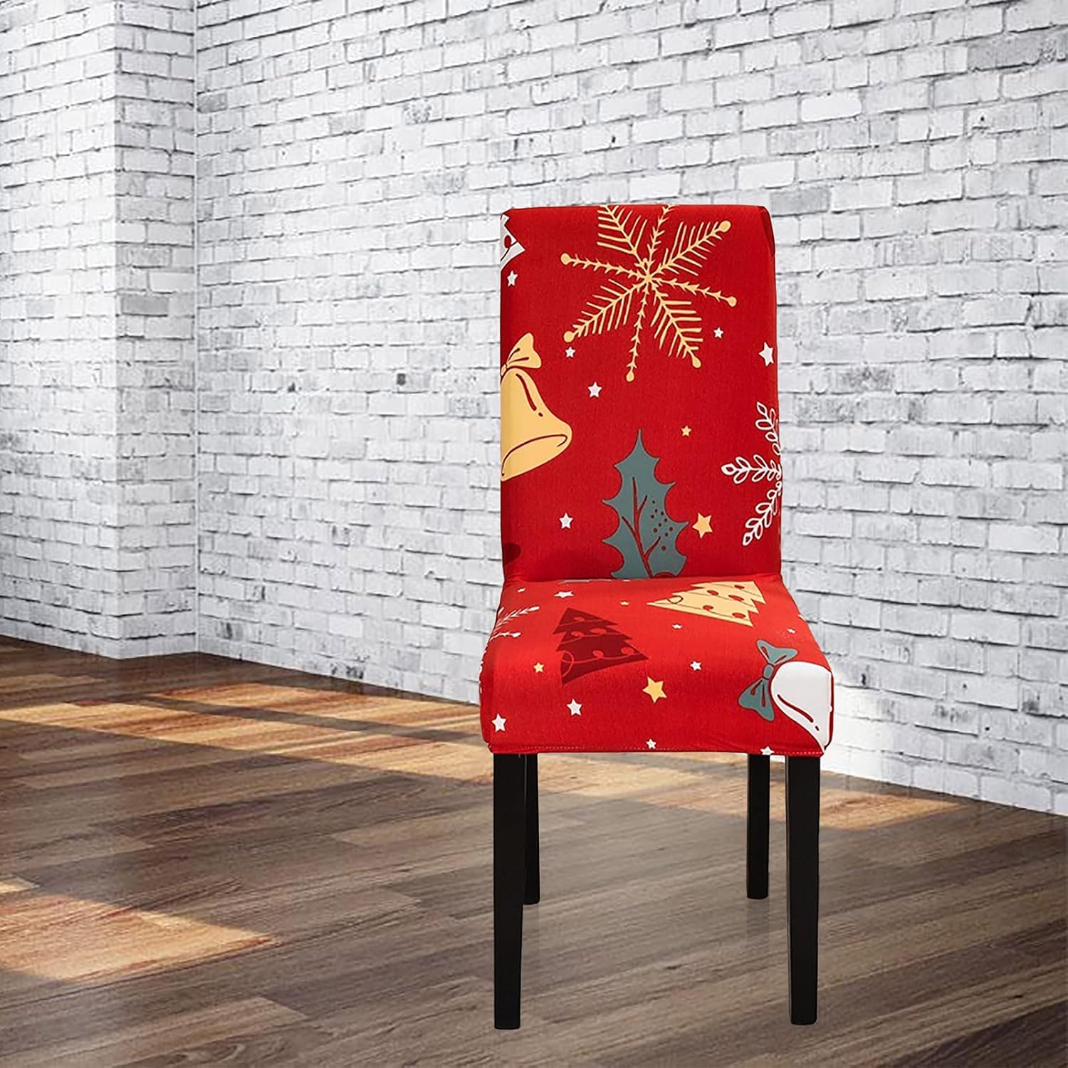 Christmas Dining Chair Slipcovers Set of 4, Stretch Removable Washable Dining Room Chair Protector Slipcovers, Washable Christmas Chair Slip Cover for Dining Room Chair Holiday Party Christmas(A1)