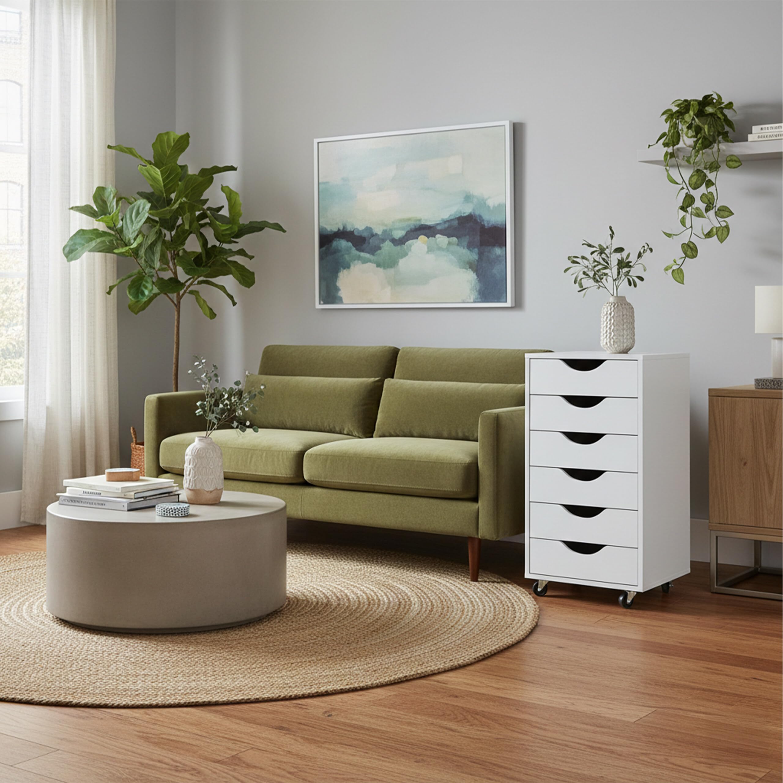 Relaxdays Conteneur à roulettes 6 tiroirs Meuble de Bureau Blanc 78x40x40 cm