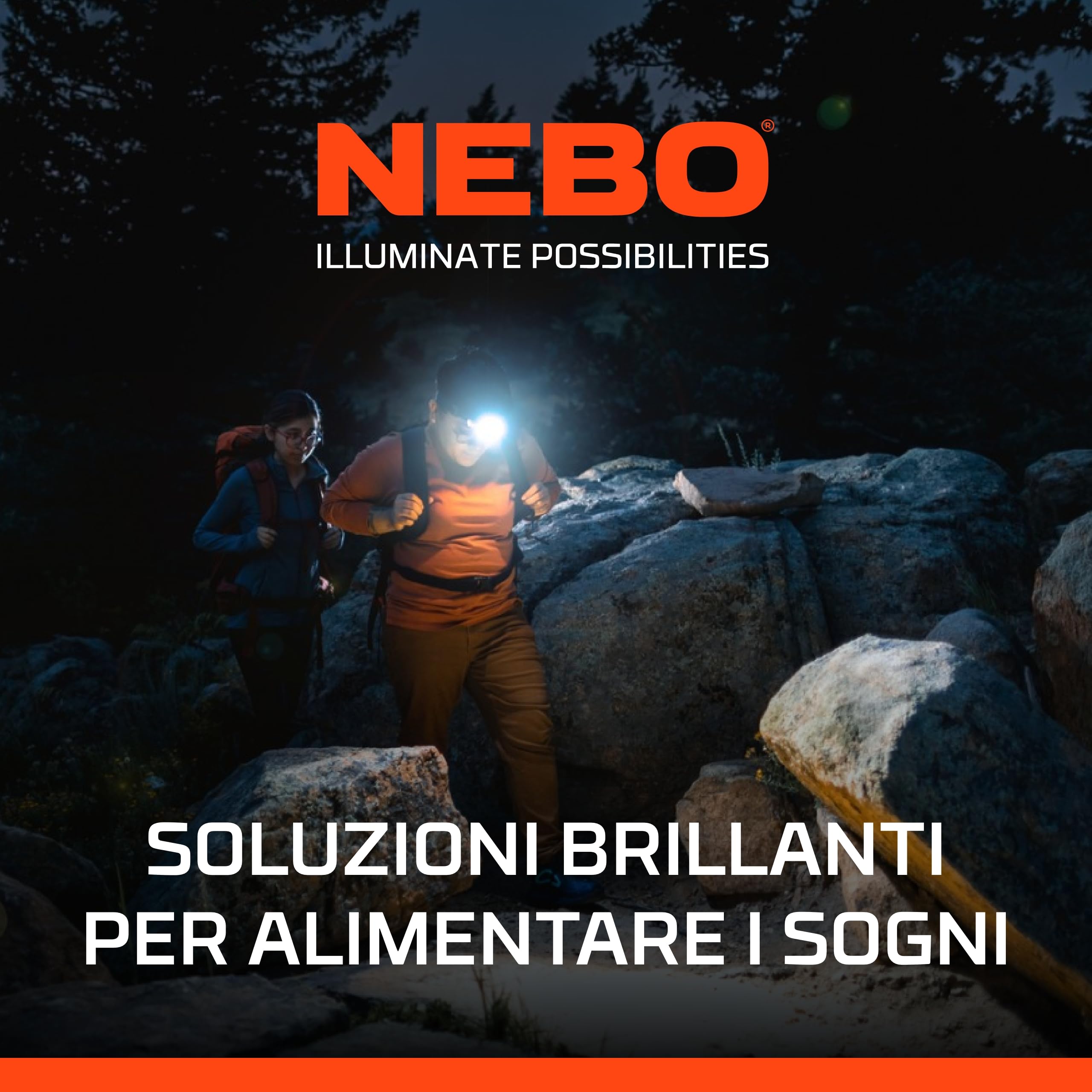 NEBO Einstein 1500 Flex - Lampada frontale ricaricabile con 5 modalità di illuminazione - Accessori per campeggio ed escursionismo - Torcia per corsa e sport all'aperto