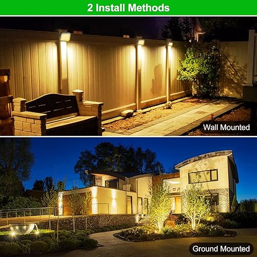 Miniatura 3 de T-SUN Luces solares para exteriores, focos solares para exteriores, impermeables, 3000 K, blanco cálido, IP65, impermeable, luces de jardín, luz de