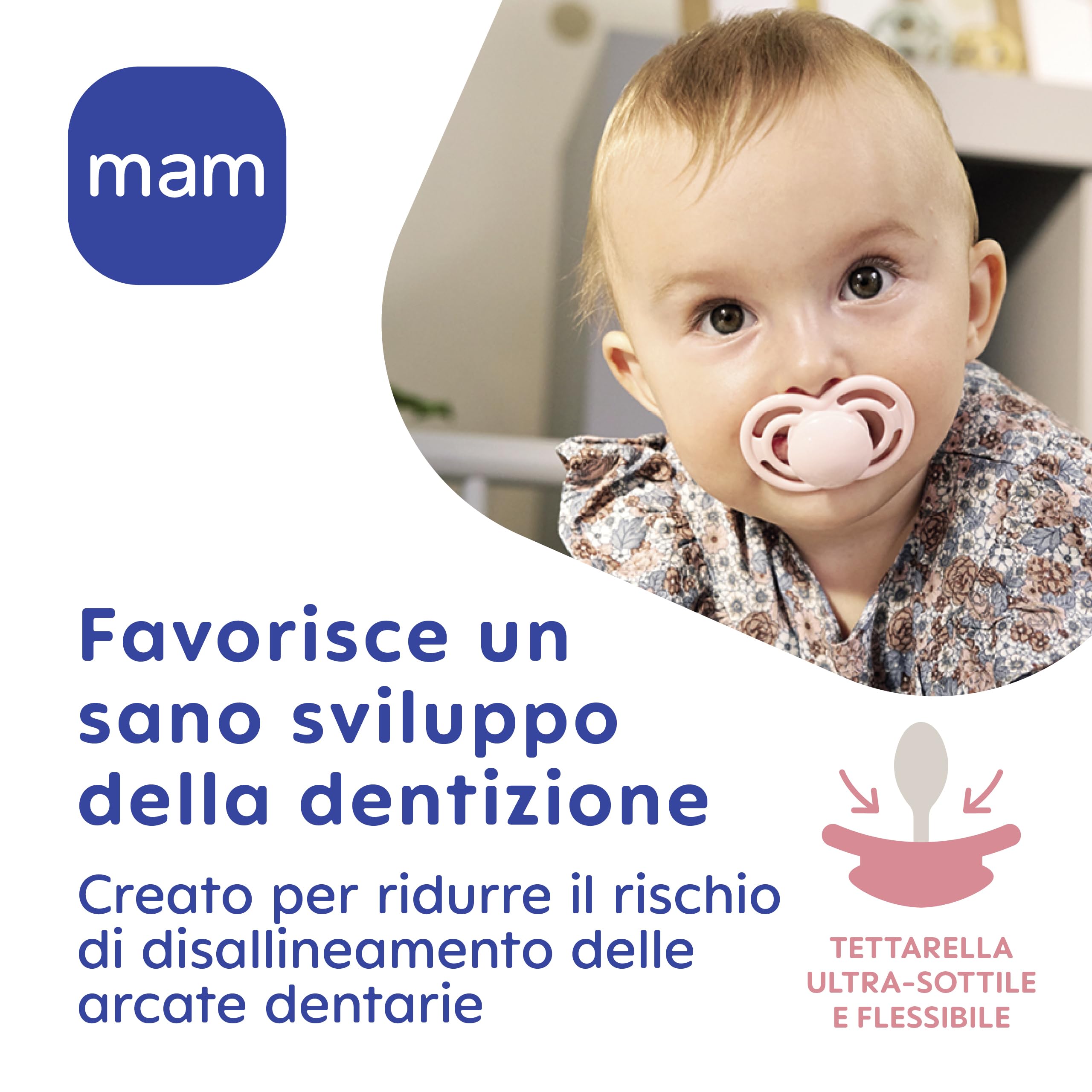 MAM Perfect Ciuccio Luminoso misura 16+ mesi, Tettarella in Silicone SkinSoft, Bio-circolare, con Custodia Porta Succhietto, Rosa