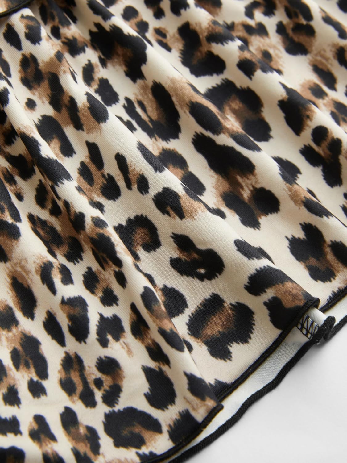 CIDER Womens Long Sleeve Leopard Print Ruffle Skirt Dress Square Neck - Image 3