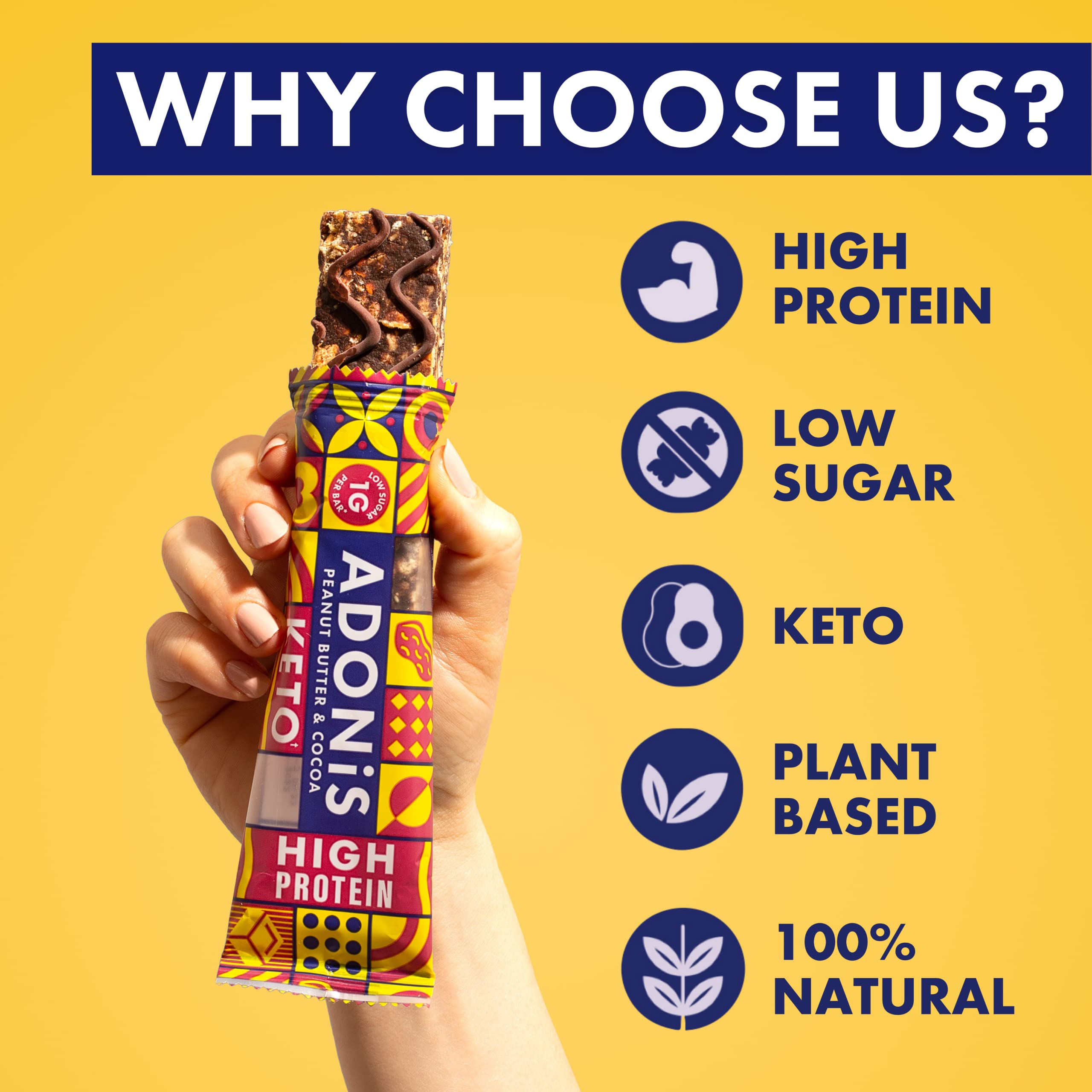 Adonis Keto Protein Bars Peanut Butter & Chocolate Keto Bar Healthy