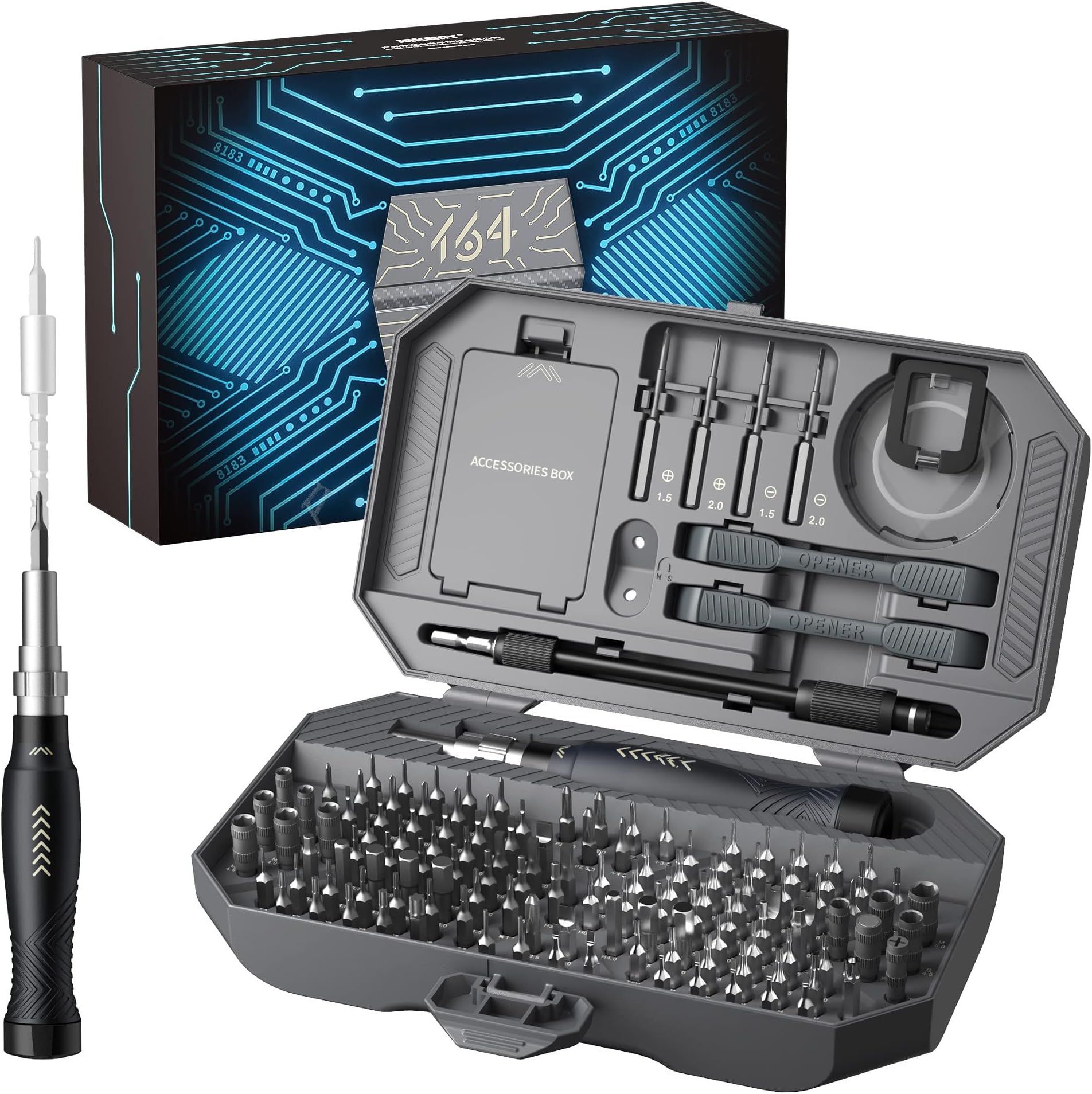 JAKEMY Professional Screwdriver Set for Electronics Repair, Computer Screwdriver Kit with 126 Magnetic Precision Bit Set and Opening Tool Kit for Laptop, MacBook, iPhone, Tablet, Watch, Modding, DIY