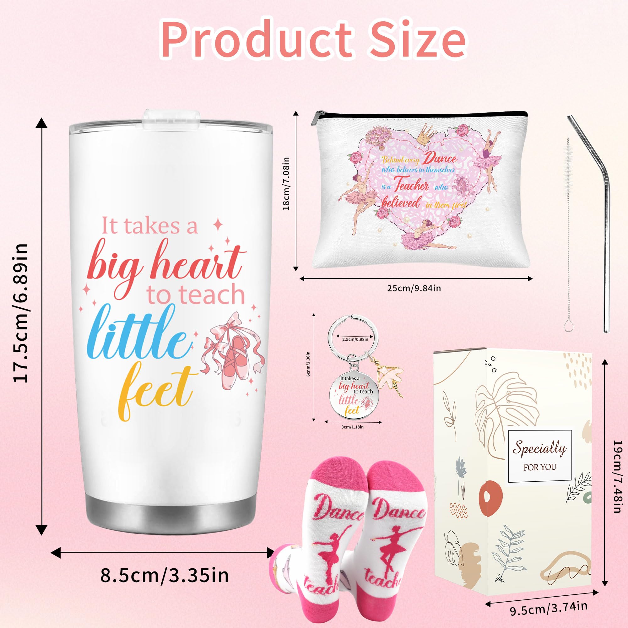 CRASHOT Dance Teacher Appreciation Gifts for Women, Ballet Teacher Gift Set Includes 20 oz Travel Tumbler, Cosmetic Makeup Bag, Socks and Keychain, Dancer Birthday Present