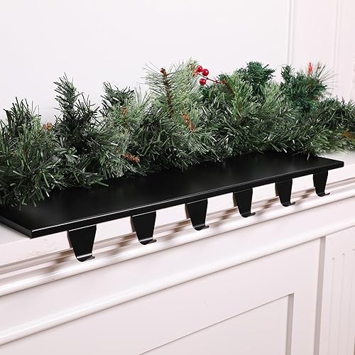 Soporte para calcetines de Navidad con 6 ganchos, ganchos de metal para colgar con almohadillas protectoras, mantel resistente para chimenea,