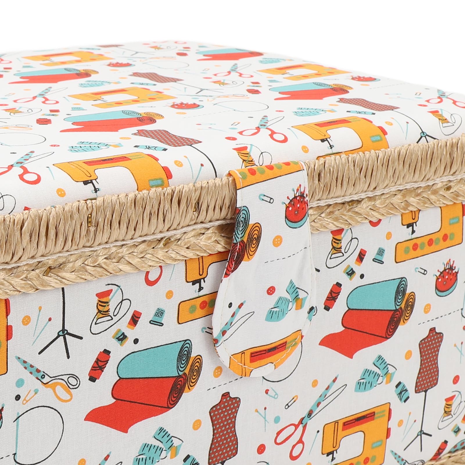 Nähkorb mit Abnehmbarem Tablett, Tragbares Näh-Aufbewahrungsbox-Set für Zuhause, Reisen, Stoff-Kunststoff-Näh-Organizer-Box für Nadelschoner und Zubehör, Geräumige Bastelaufbewahrung