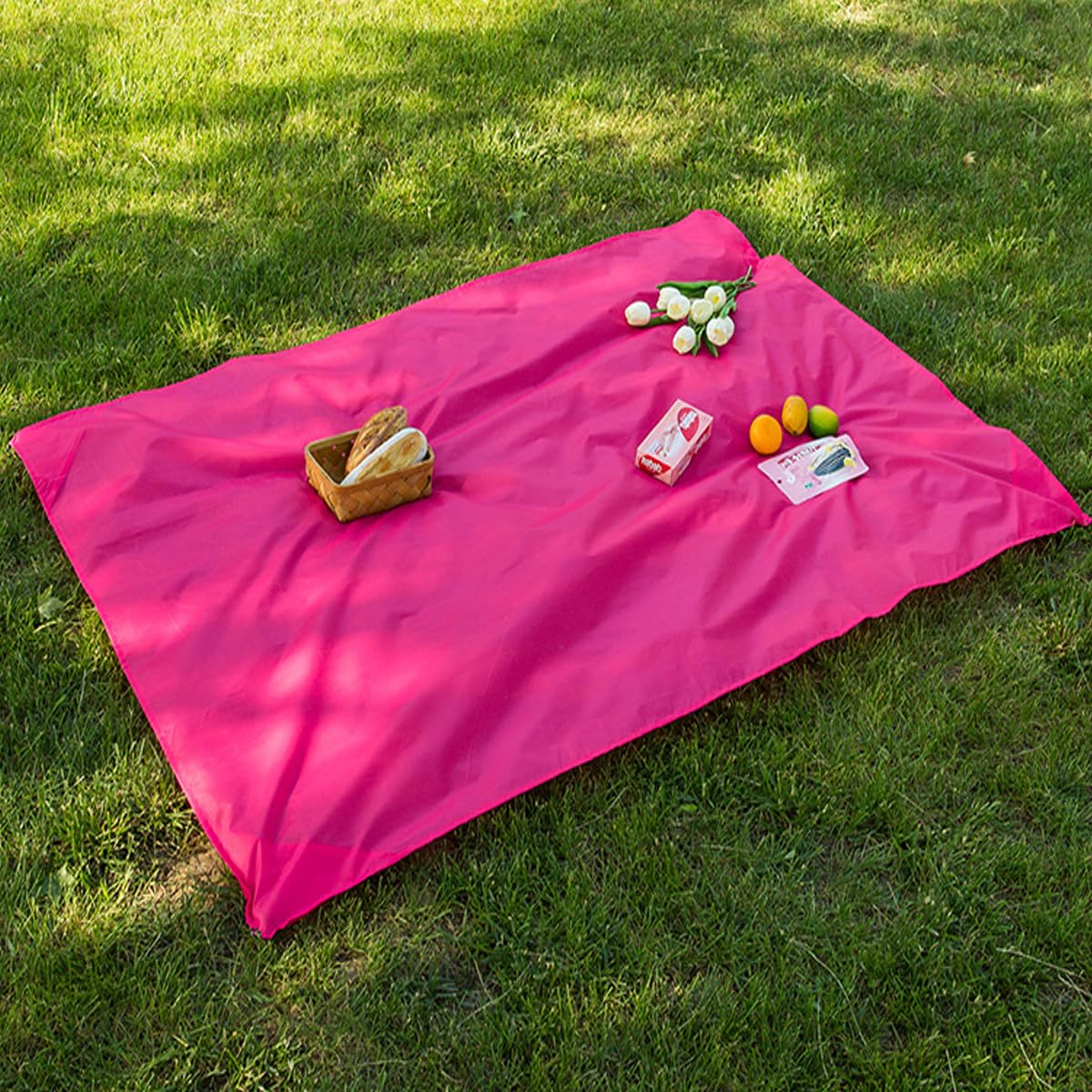 FANSU Waterproof Beach Blanket, Solid Colour Picnic Blanket Beach Mat Picnic Mat, Large Picnic Blanket, Portable Camping Blanket for Camping, Picnic, Beach (140x150cm,Pink)