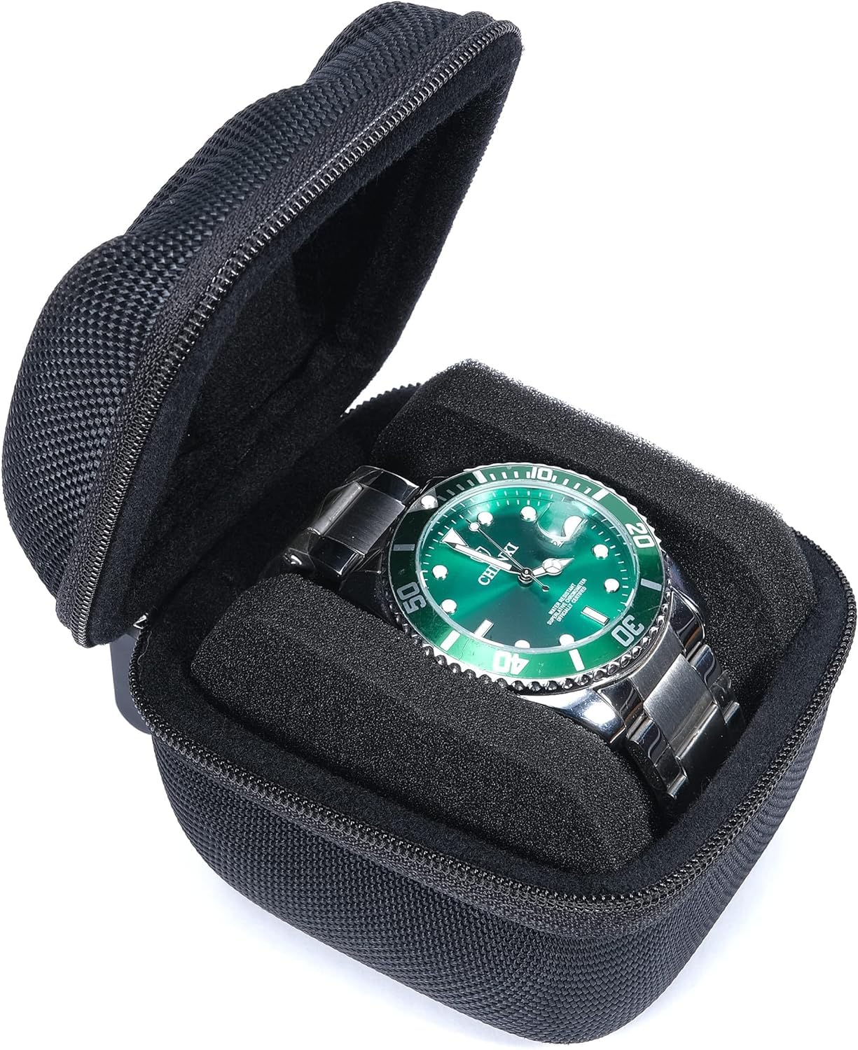 Wawasia Watch Travel Case, 1 Slot Watch Roll Case, Hard Watch Storage and Organizer for Men and Women with Anti-move Watch Pillow, Black