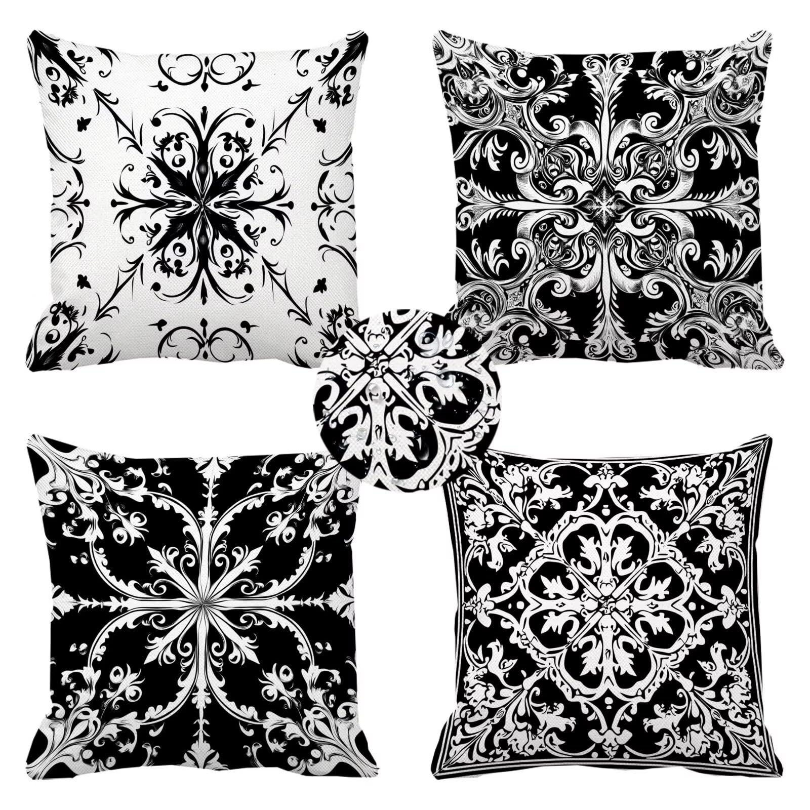 Housse de coussin 45x45 imperméable noir k-9 pour décoration extérieure de jardin et balcon