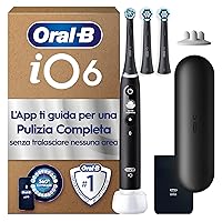 Oral-B iO 6 Spazzolino Elettrico Ricaricabile Nero, 3 Testine Di Ricambio