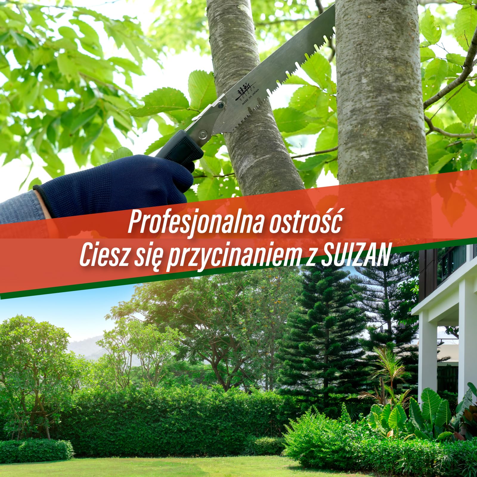 SUIZAN Piła do przycinania 270mm z ostrzem z rowkami - Profesjonalna japońska piła ręczna Narzędzia ogrodnicze