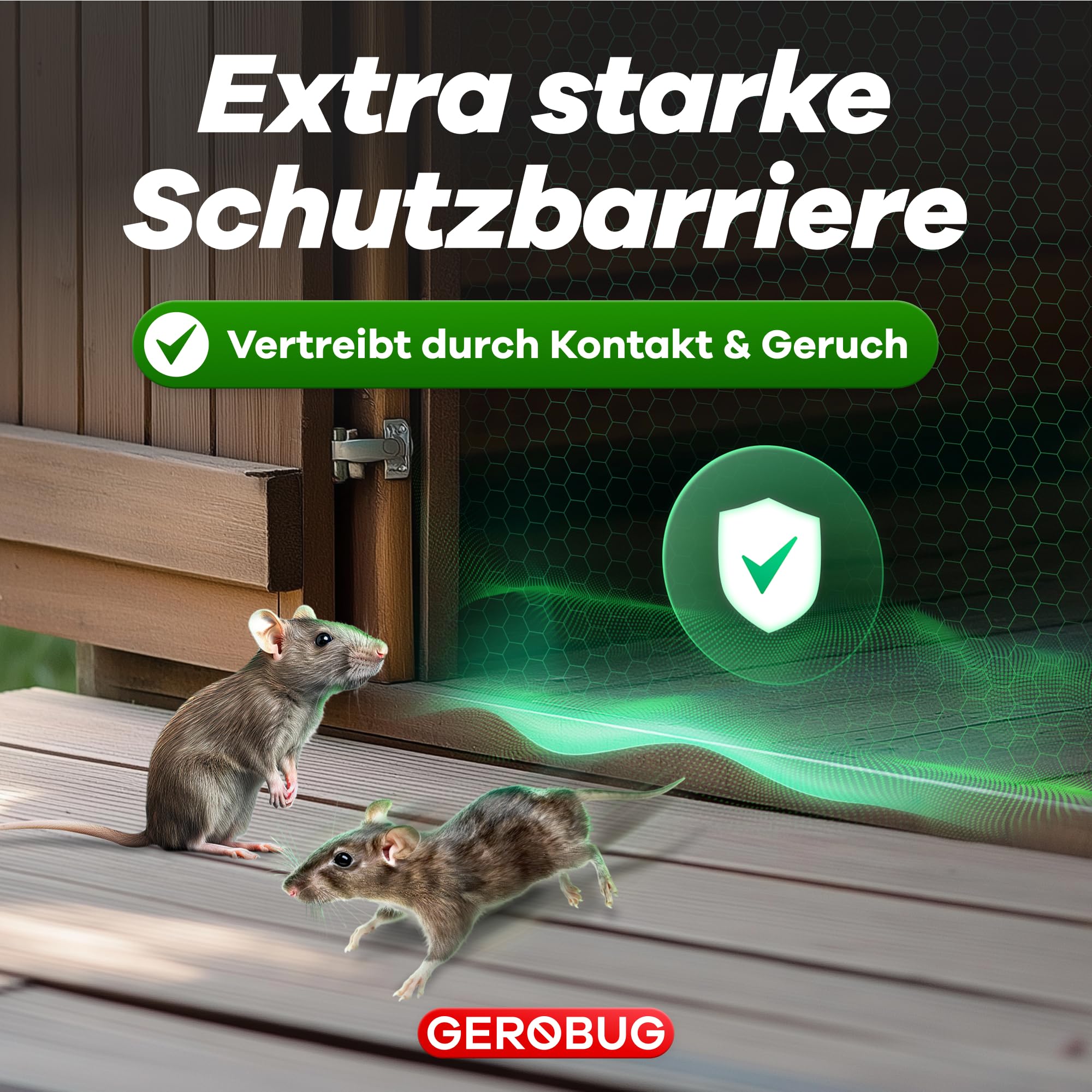 GEROBUG Ratten & Mäuseabwehr Spray 1000 ml - Ratten & Mäuse vertreiben mit hocheffektivem Mäuseabwehr Spray - Giftfreie Alternative statt Mäusegift oder Rattengift für Haus & Garten