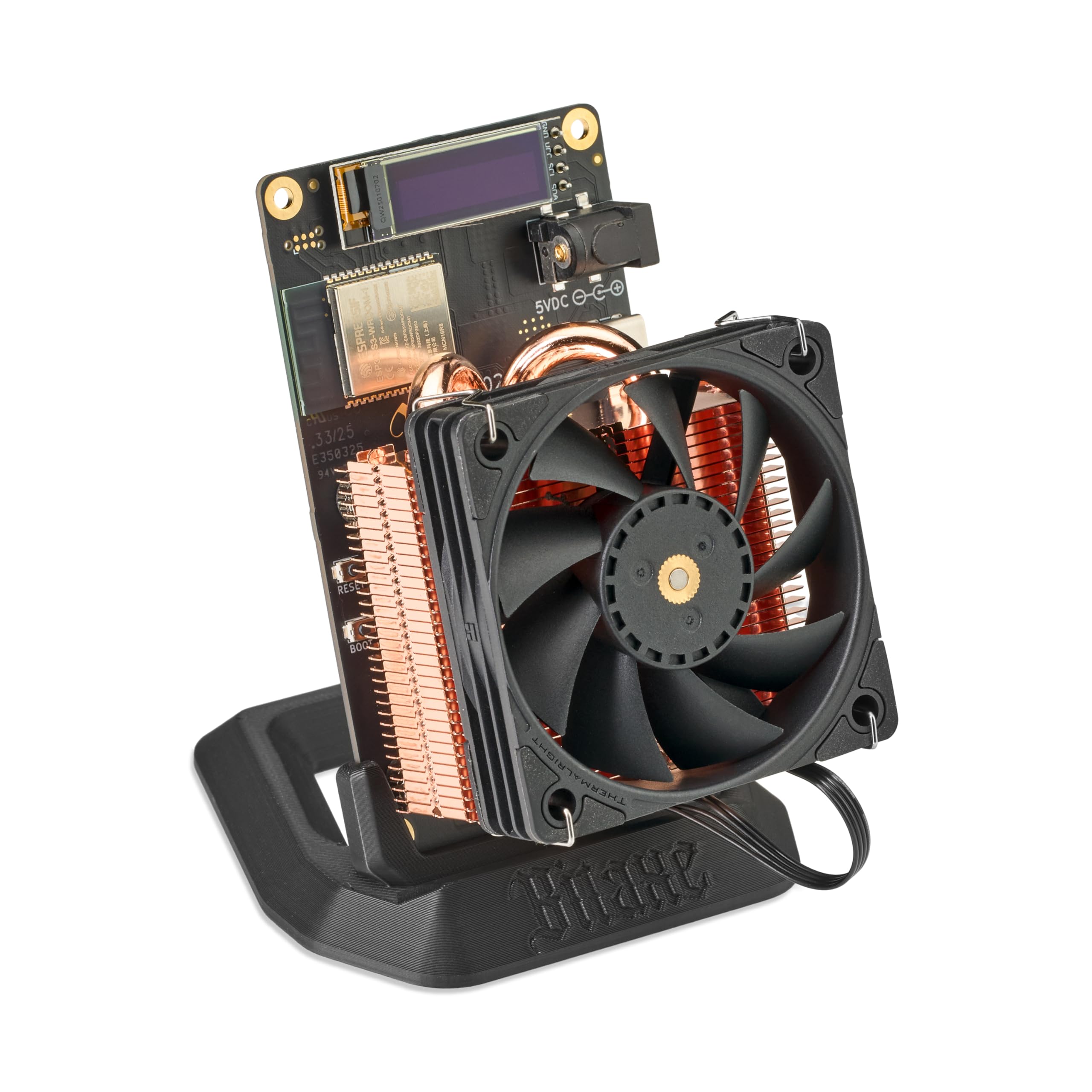 Bitaxe Copperzilla 2.0 massiver Kupferkühlkörper passend für Bitaxe Gamma 601/602/603, Kühler Upgrade mit 60 mm Lüfter, 210 g Kupfer, Dual Heatpipe und Backplate für Bitcoin ASIC Miner