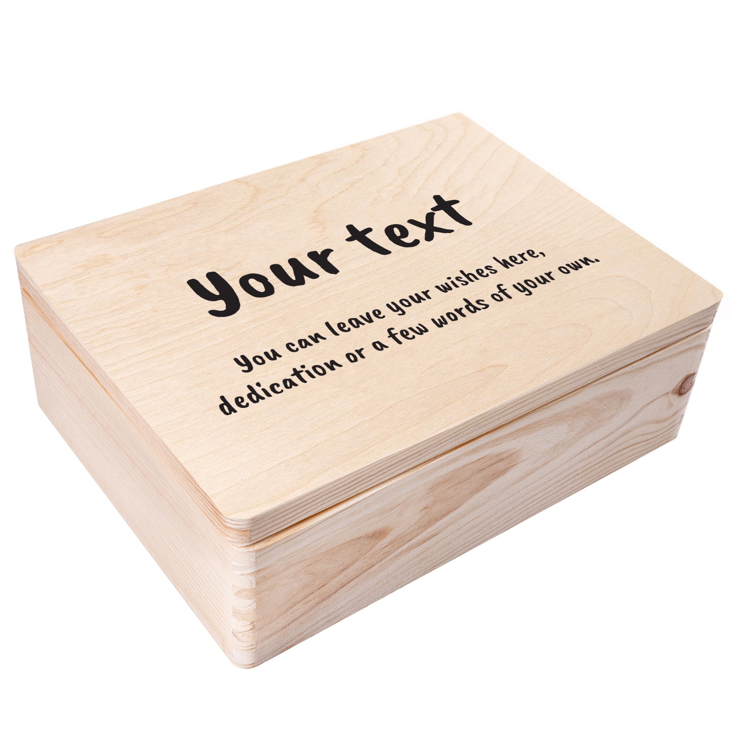 Creative Deco Personalised Any Text Gifts for Women, Men, Girls or Boys | Unique Wish Custom Gift Box | Customised Wooden Storage Box with Hinged Lid | Perfect as a Keepsake or Decoration