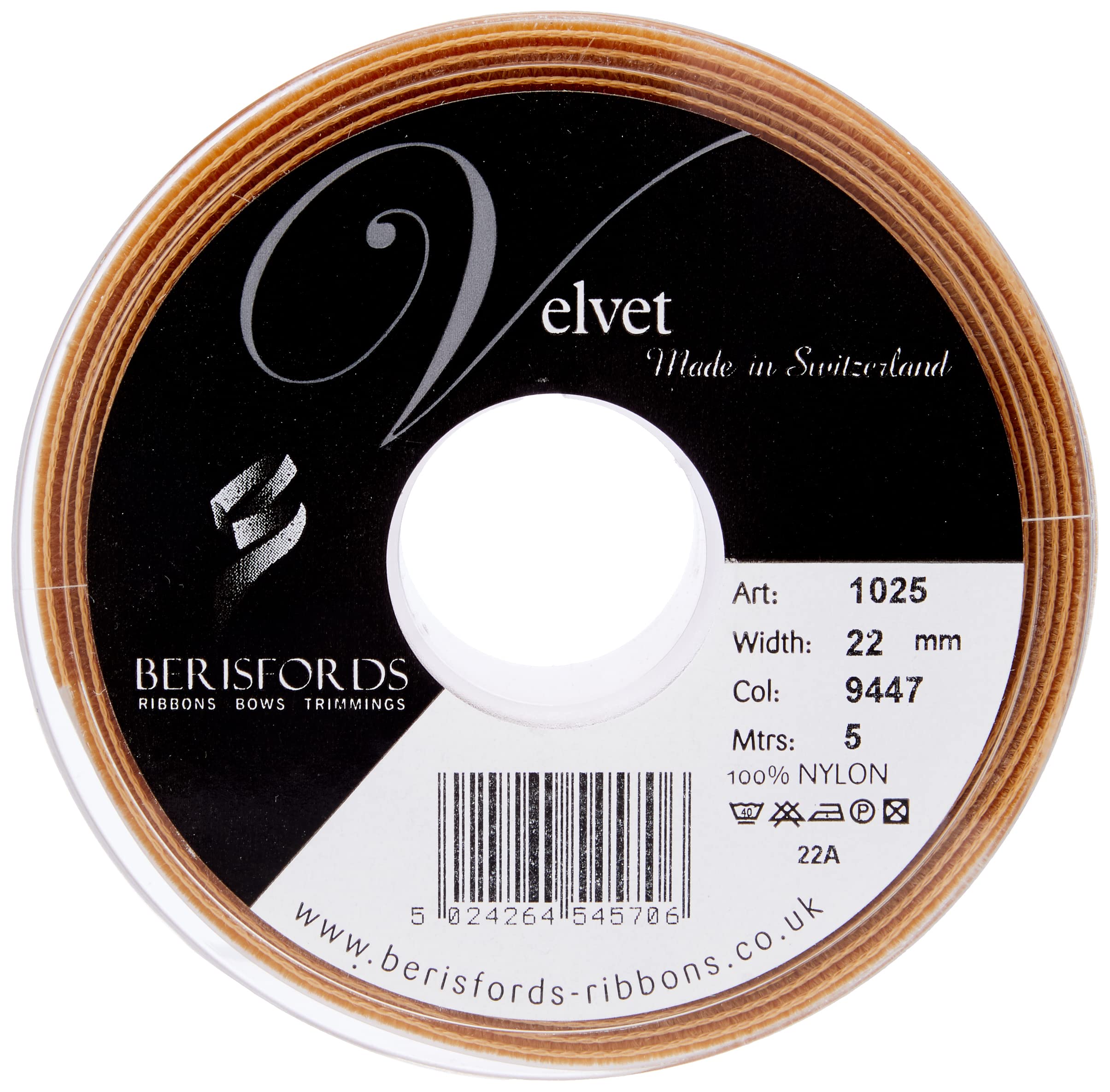 Berisfords Ruban De Velours, Noir, 10.2 X 2.2 X 10.2 Cm