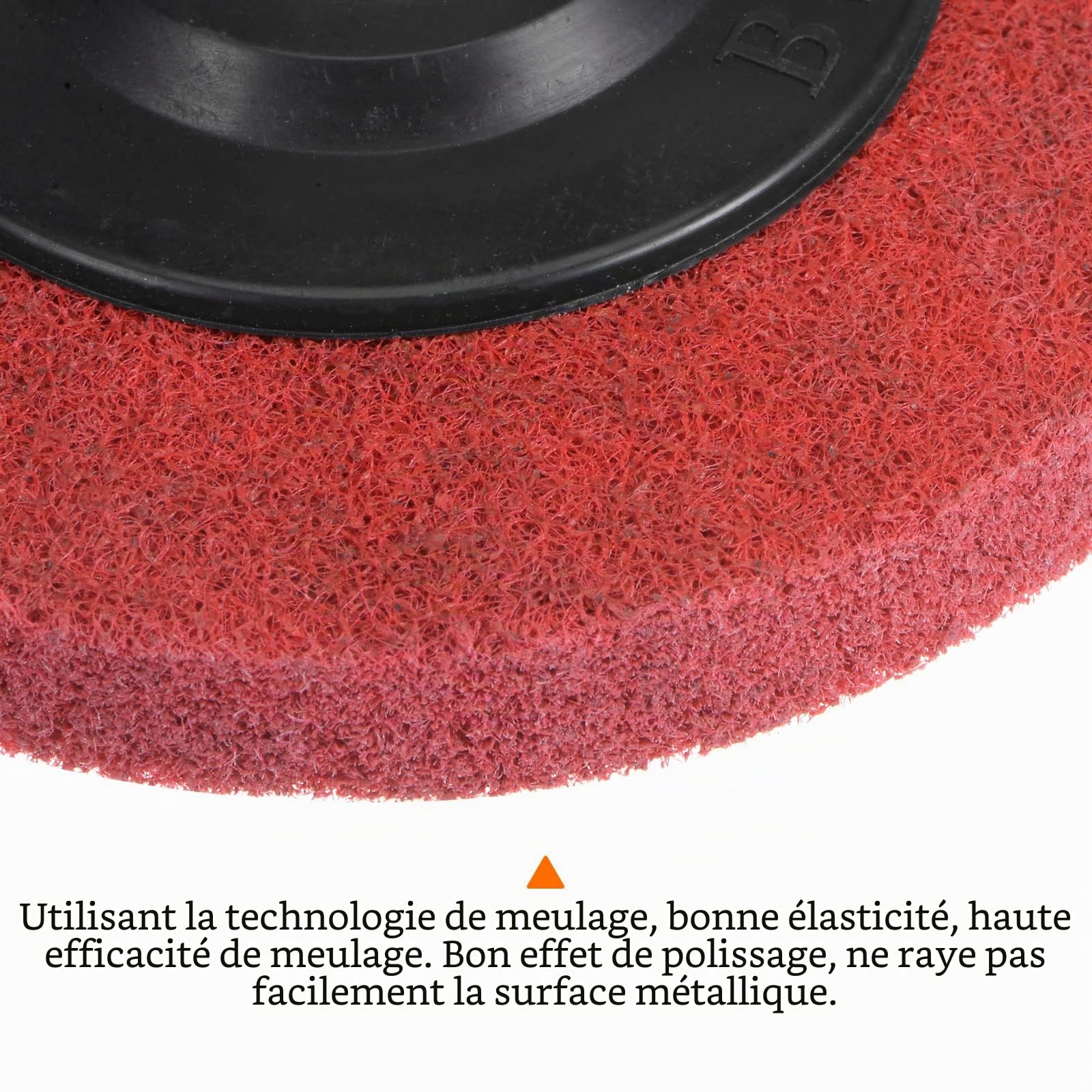 QUARKZMAN 5pcs Nylon Fibre Polissage Roue 4" x 5/8" Abrasif Meules Ponçage Lustrage Disque 240 Grain 9P Non Tissé Abrasif Volet Disque Meulage Polissage Roue pour Angle Meuleuses, Rouge