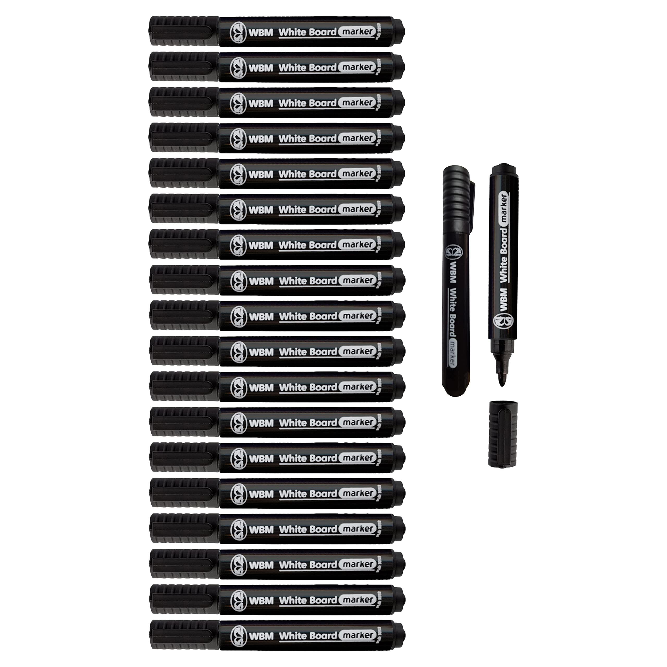Pack of 50 Black Ink Whiteboard Flipchart Marker Pens. Drywipe Markers For Office, School and Home