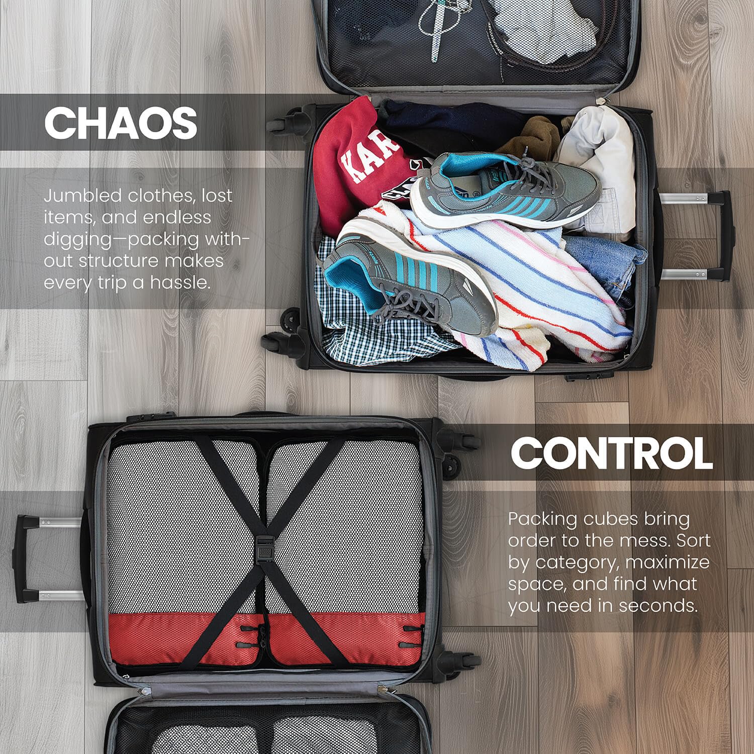 FATMUG Polyester Packing Cubes/Travel Pouch/Bag Suitcase Luggage Organiser Set Of 4-Medium Size (Red) 1