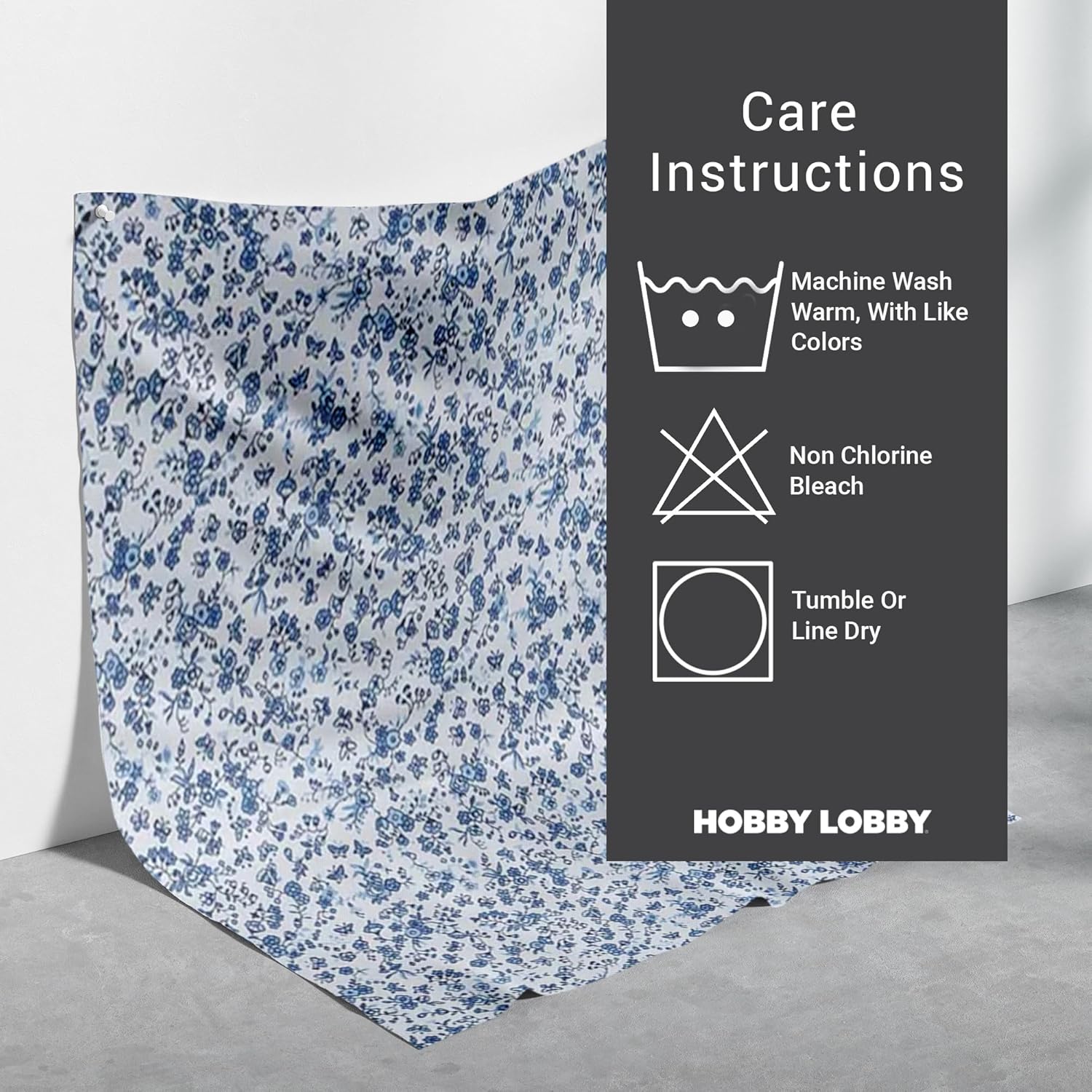 Hobby Lobby White & Blue Monotone Floral Cotton Calico Fabric (2 Yard) - Printed Sewing Lightweight Precut Fabric for Sewing Clothes, Homeware, & Other Accessories