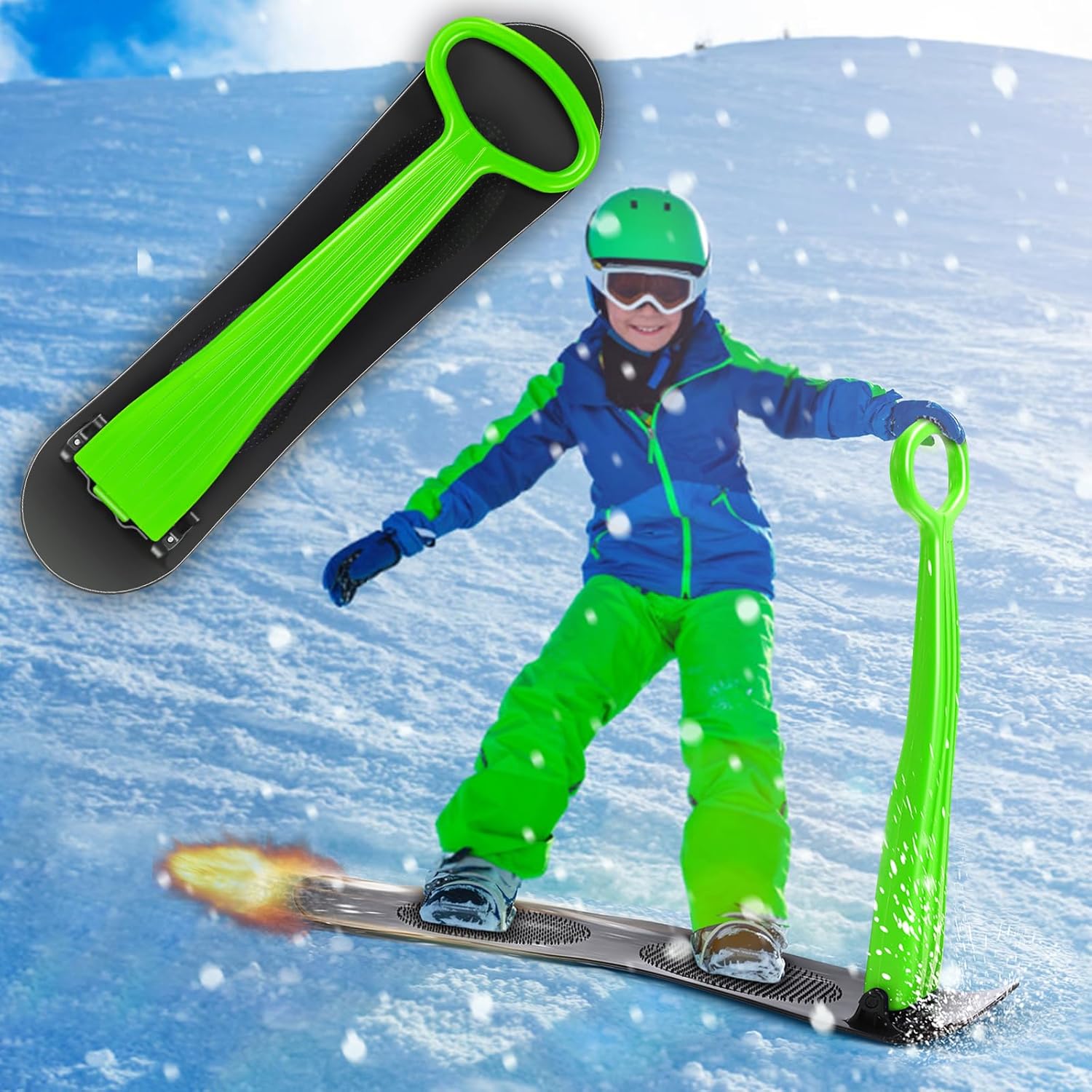 FoldUp Snow Sled with Handle,Toddler Ski Scooter with