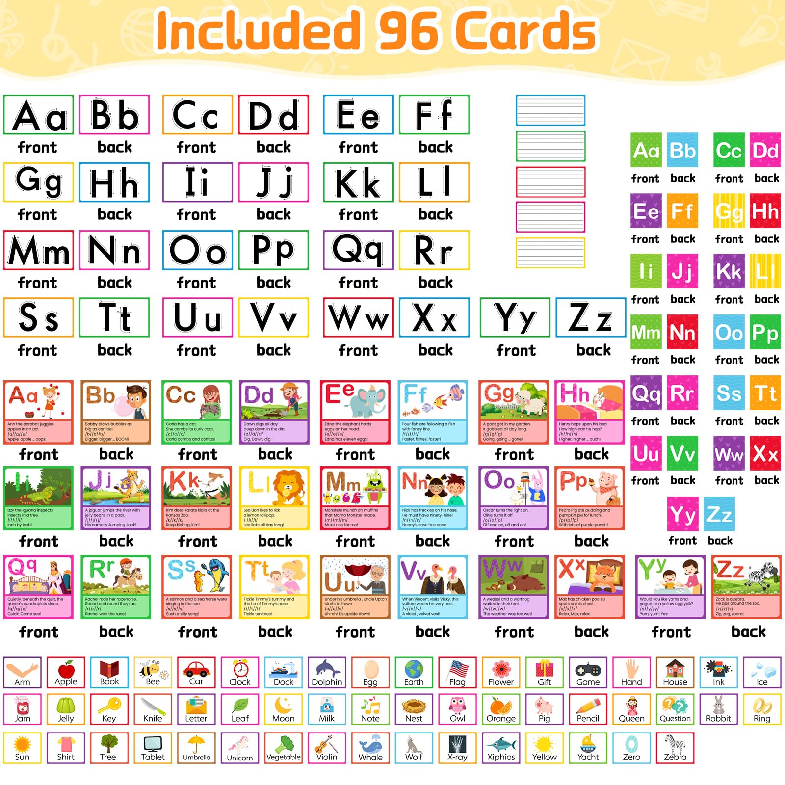 Motiskyy 34" x 27" All About Letters Pocket Chart Alphabet Learning Pocket Chart with 96 Cards Letter of The Day/Week Activity Wall Alphabet Card Tracing for Homeschool Preschool Kindergarten(Black) - Image 3