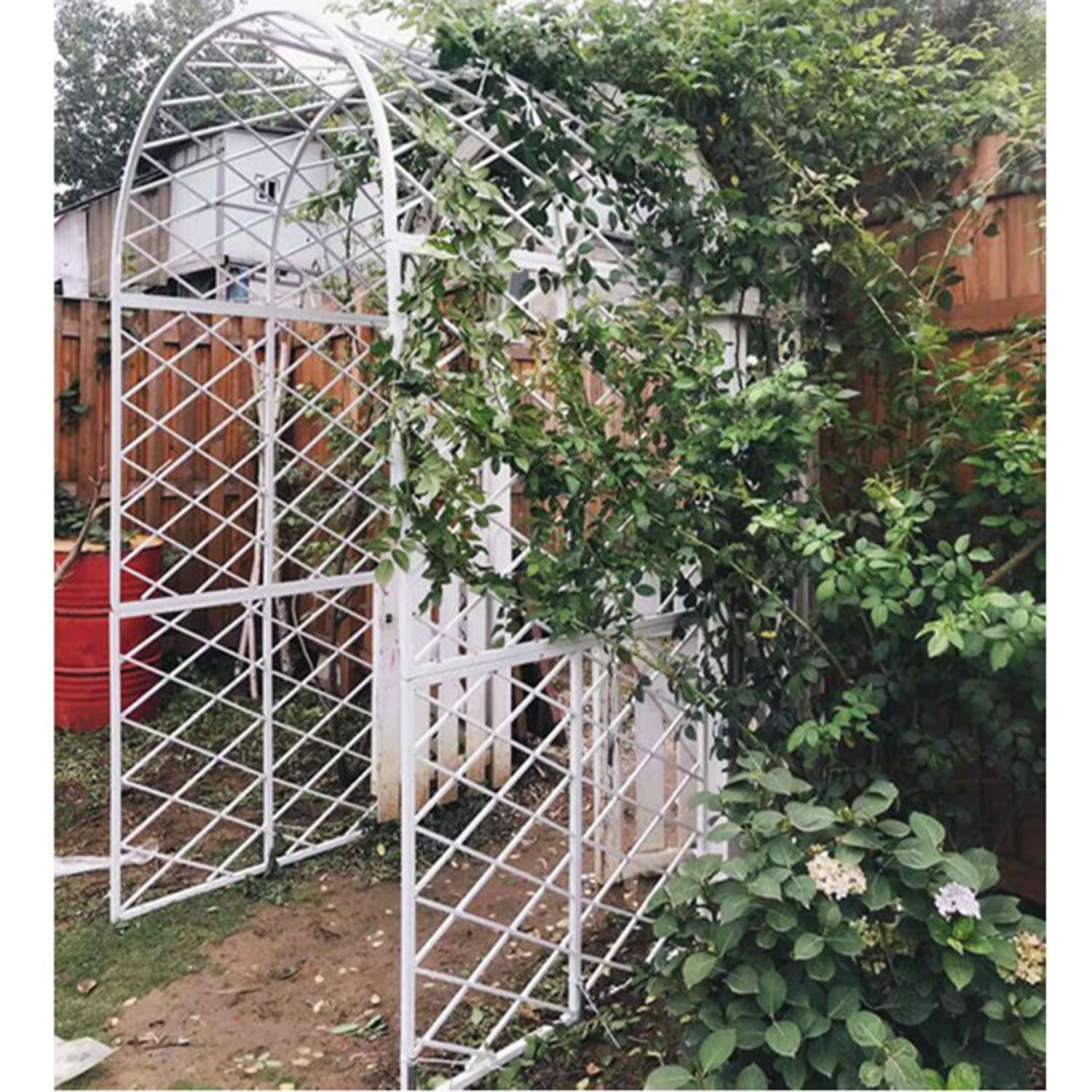 Arco per pergolato da giardino bianco riconfigurabile per piante rampicanti, in metallo resistente, per rose e viti, decorazione per feste, 240 x 40 x 250 cm