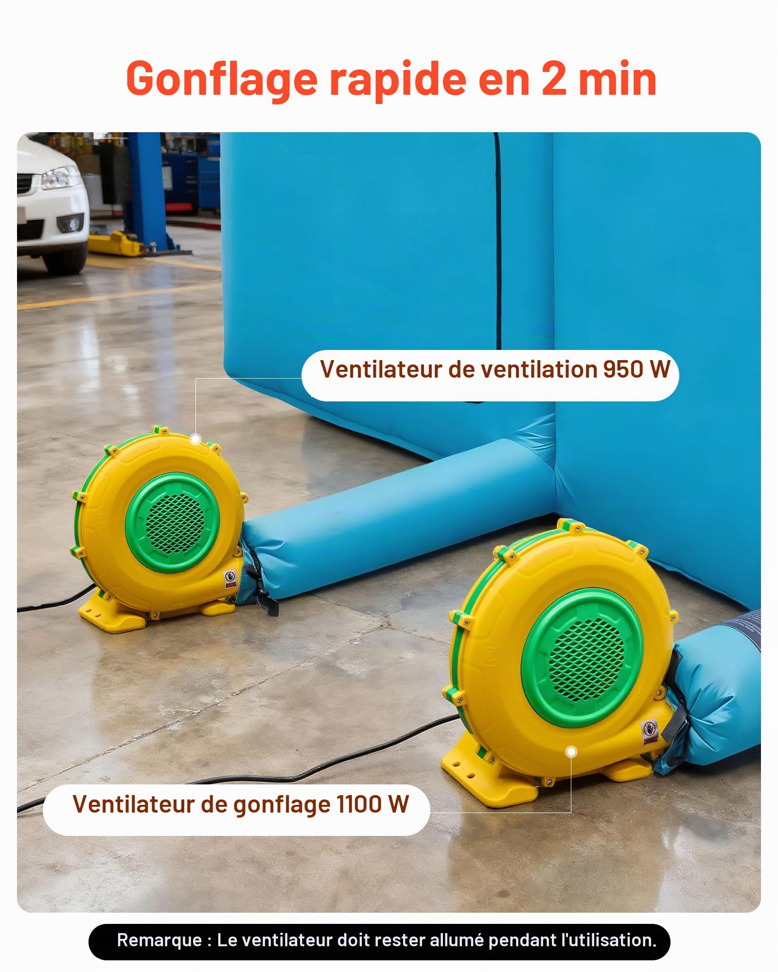 VEVOR Cabine de Peinture Gonflable 10x6x4 m, Tente de Pulvérisation pour Voiture avec Ventilateurs de 950 W et 1100 W et Système de Filtration d'air, Toit Rond, pour Garage Atelier Automobile