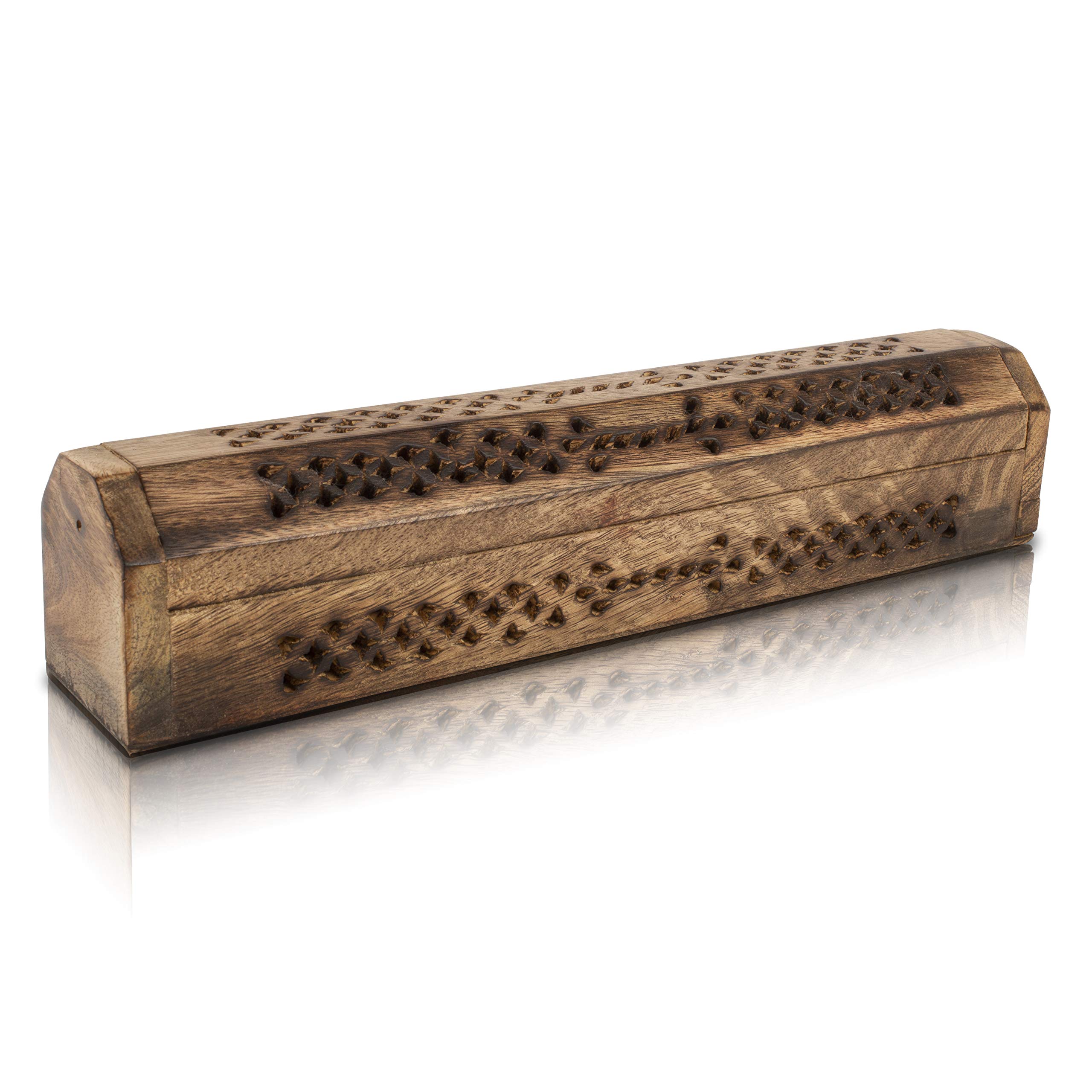 Wooden Incense Stick & Cone Burner Holder Coffin With Storage Compartment Organic Eco Friendly Ash Catcher Agarbatti Holder Rustic Style For Meditation Yoga Aromatherapy Home Fragrance Products