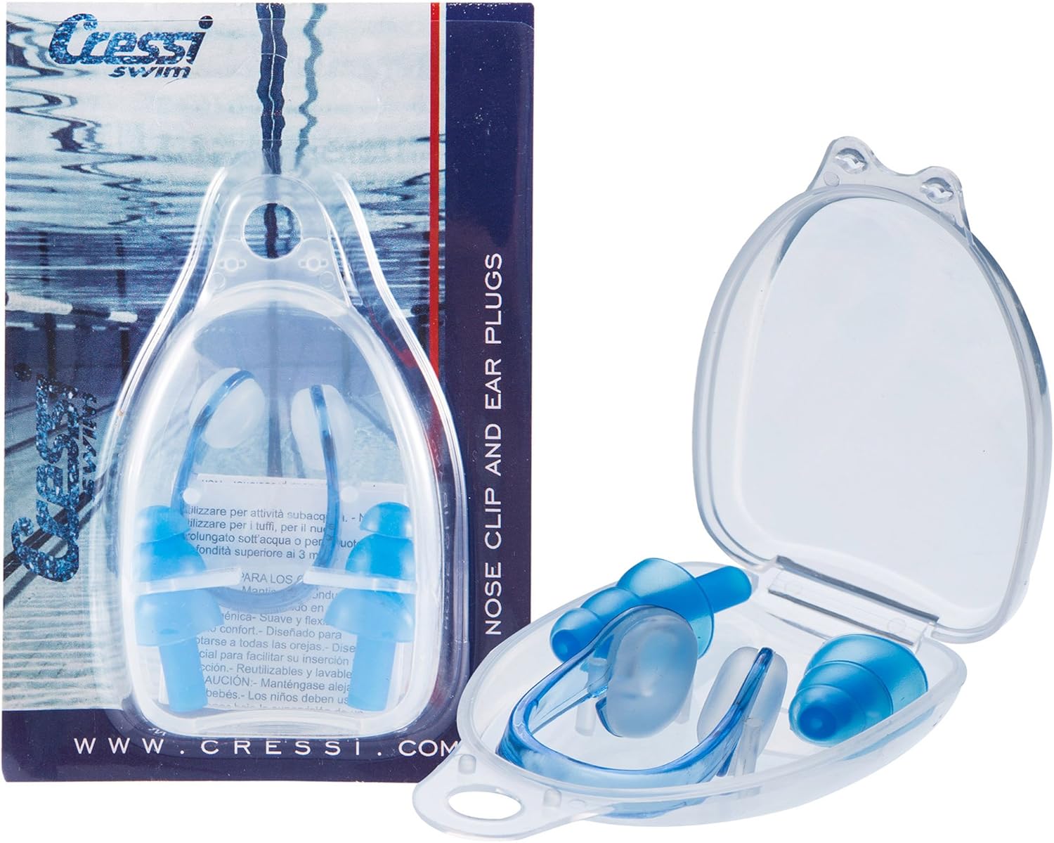Cressi Unisex's Ear Plugs and Nose Clip Swim Accessories, Blue, Adulto : Sports & Outdoors