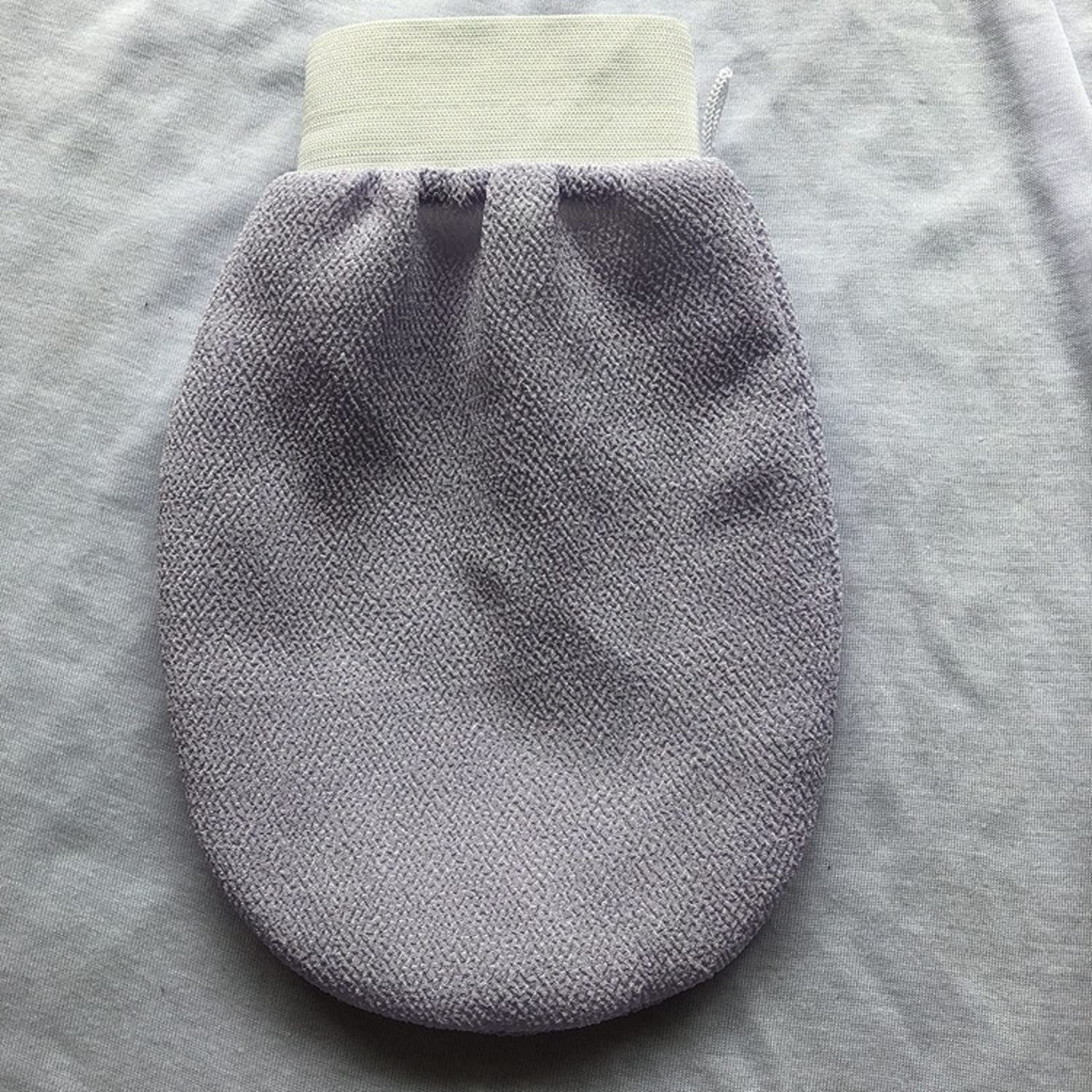 2pcs Korean Exfoliating Mitts, Exfoliating Shower Brush, body scrubber exfoliator gloves, Great for Spray Tan Removal or Keratosis Pilaris, Made of Viscose Fiber (Light Purple 2pcs)