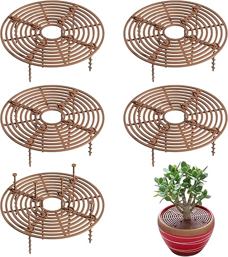 Miniatura 1 de Nufiwra 5 piezas de rejilla para macetas 748 pulgadas protectores de tierra para macetas cortables con 40 estacas mantiene a los gatos fuera de las